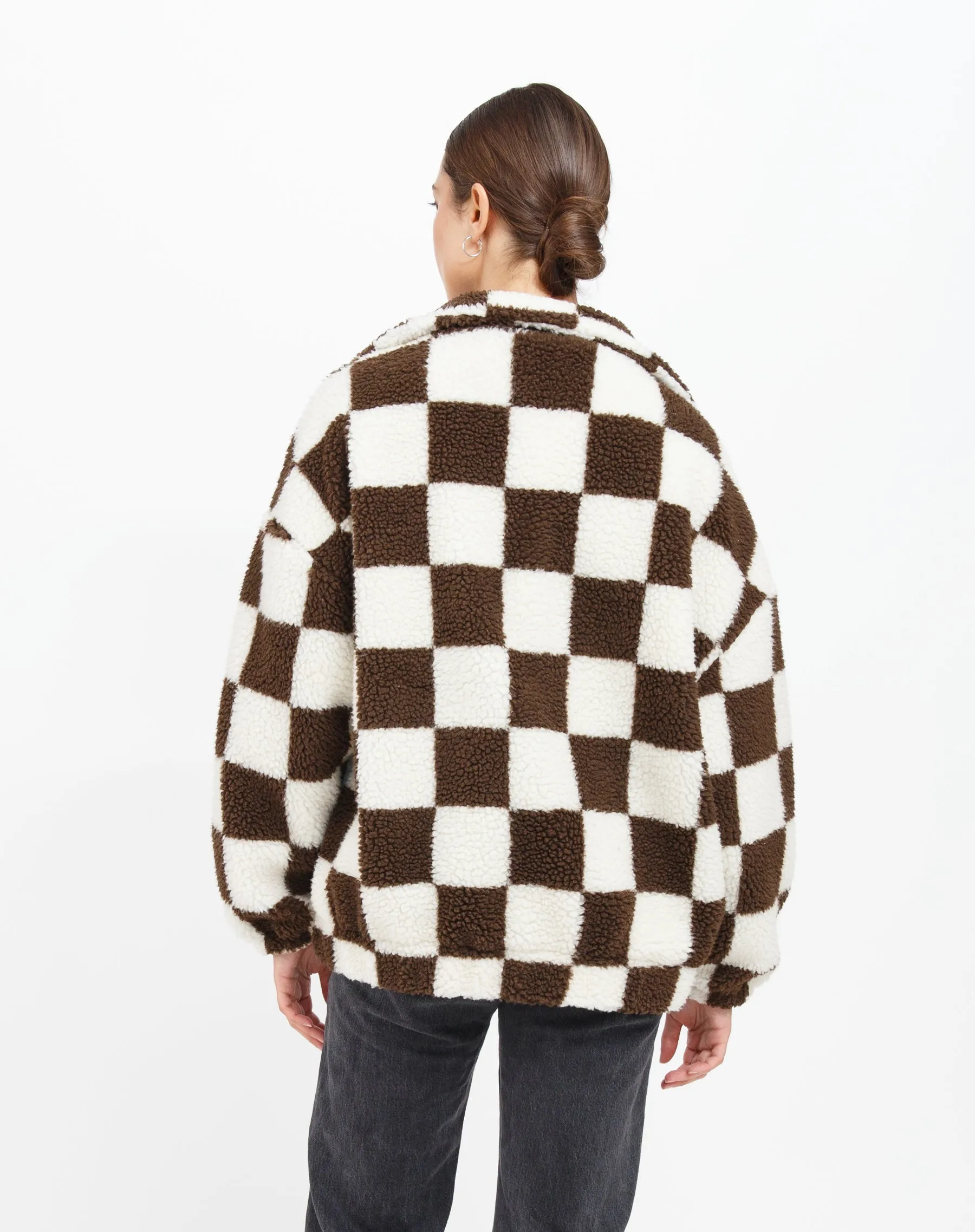 Checkerboard Sherpa Jacket sold by Brunette The Label product image thumbnail 3