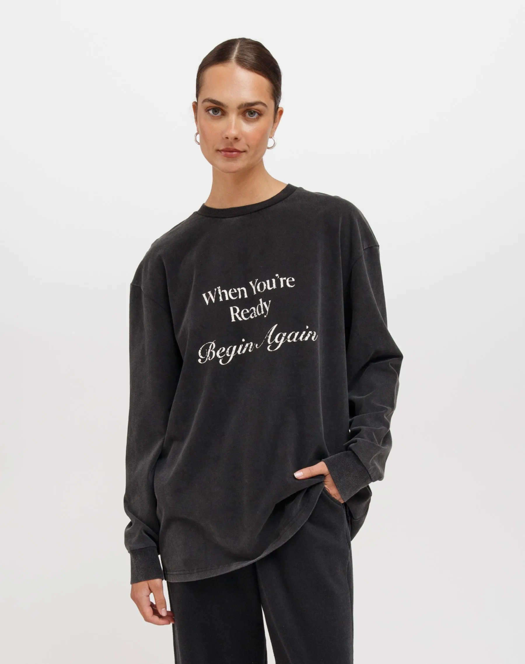 "Begin Again" Boxy Long Sleeve Tee sold by Brunette The Label
