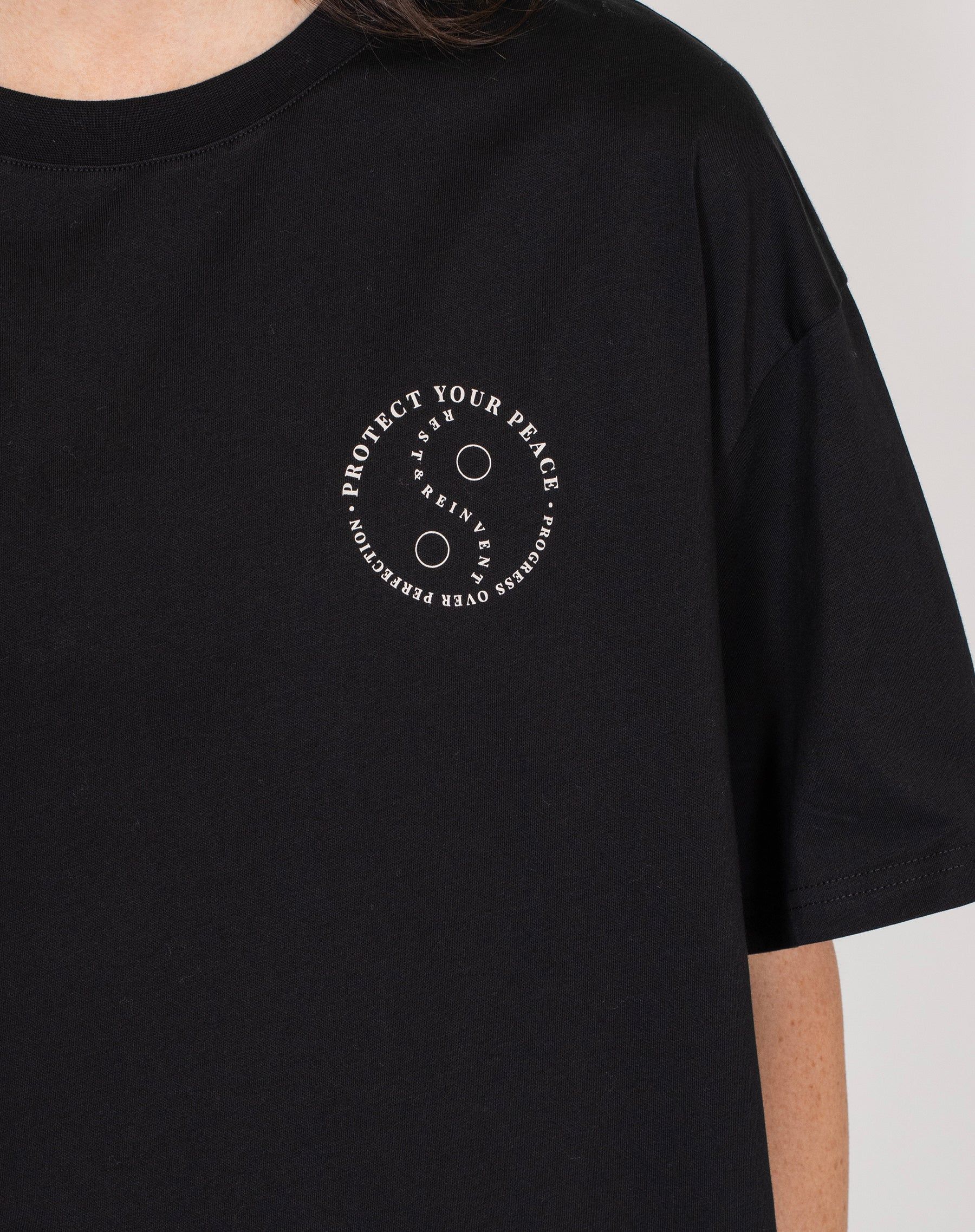 The "PROTECT YOUR PEACE" Boxy Crew Neck Tee | Black sold by Brunette The Label product image thumbnail 2