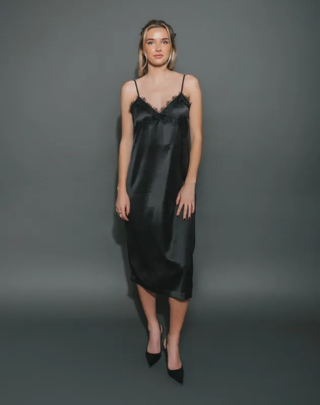 Satin Lace Maxi Dress sold by Brunette The Label