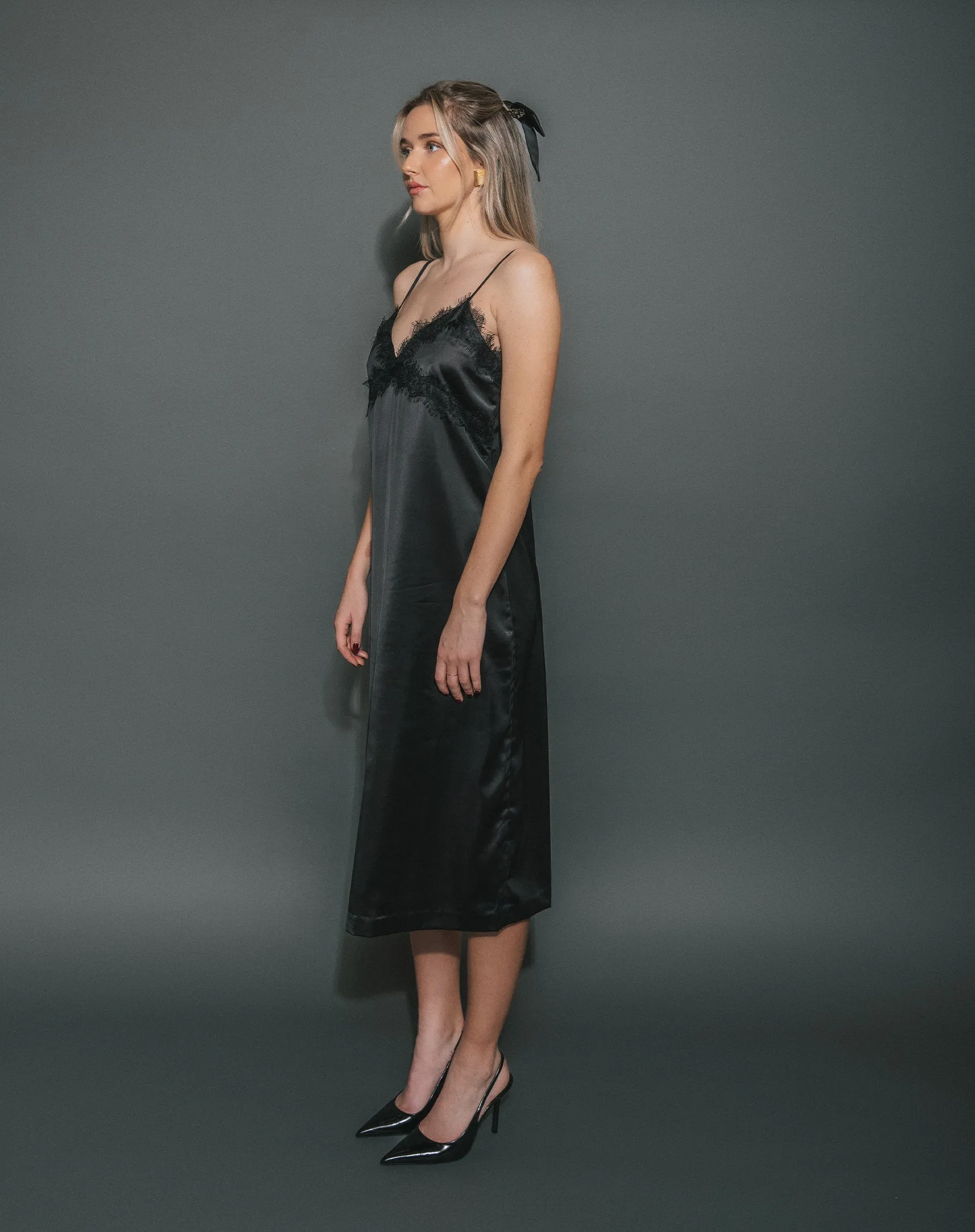 Satin Lace Maxi Dress sold by Brunette The Label product image thumbnail 4
