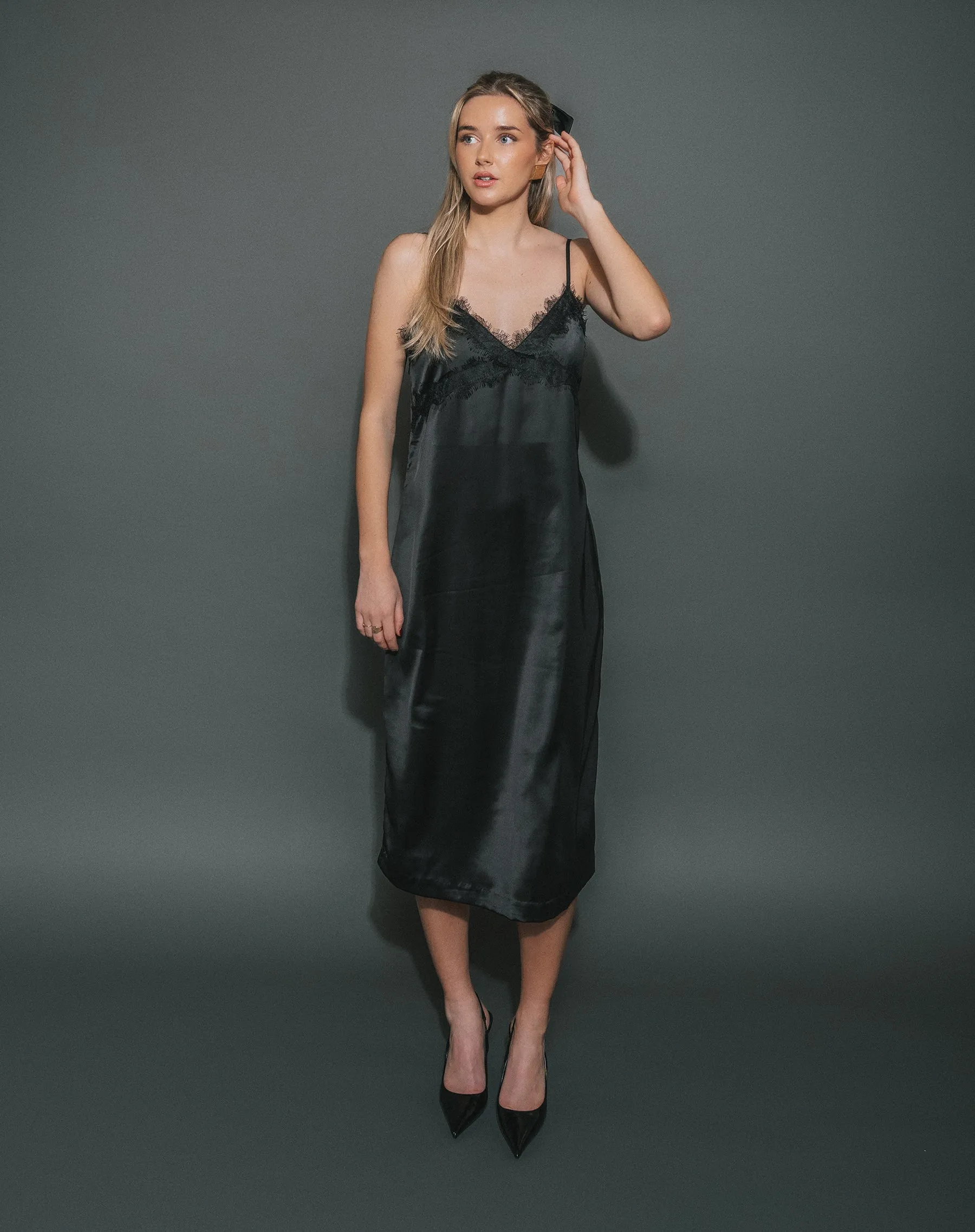 Satin Lace Maxi Dress sold by Brunette The Label product image thumbnail 2