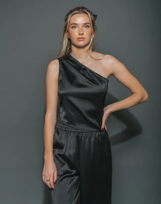 Satin One Shoulder Top sold by Brunette The Label
