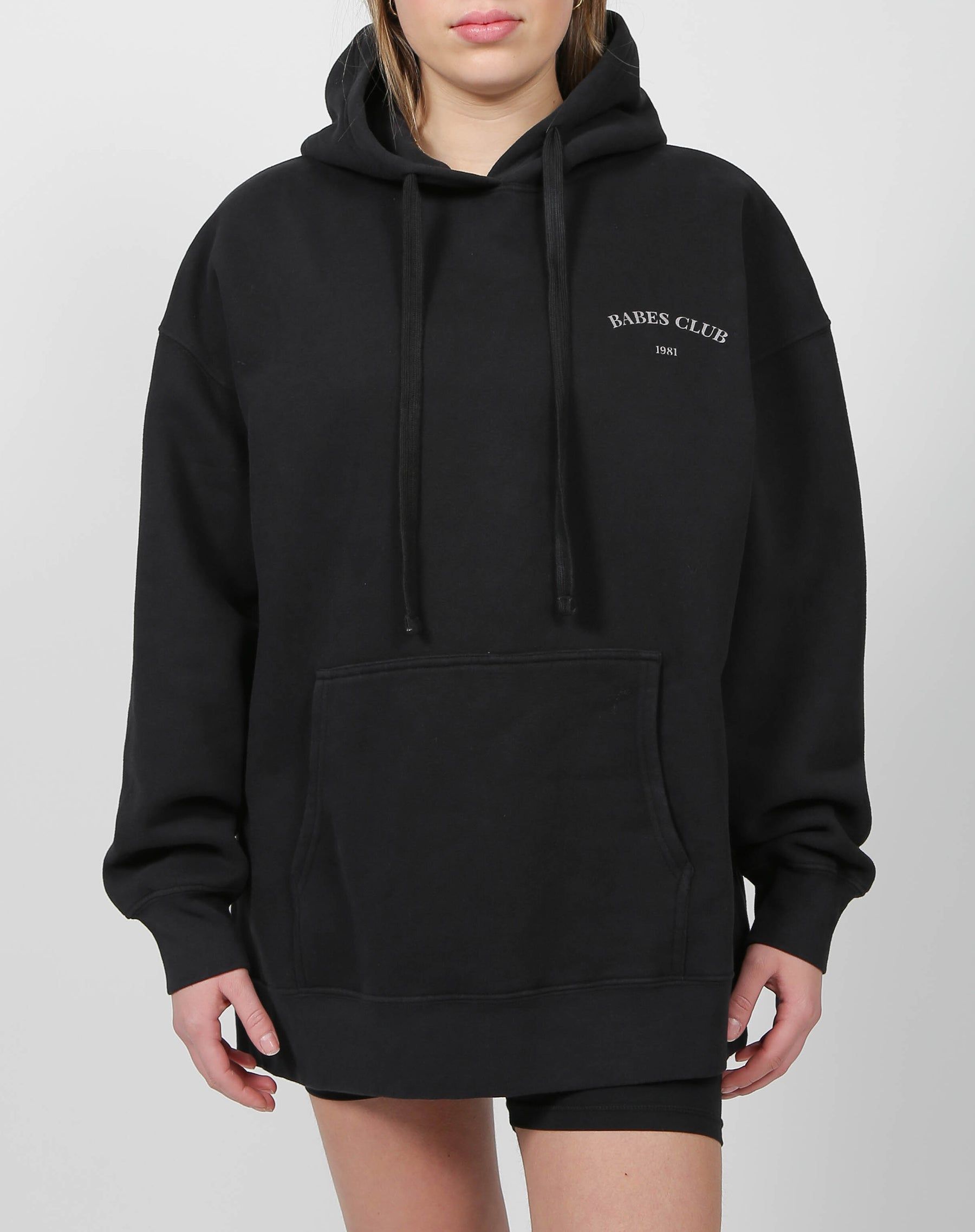 The "BABES CLUB" Big Sister Hoodie | Washed Black sold by Brunette The Label product image thumbnail 4