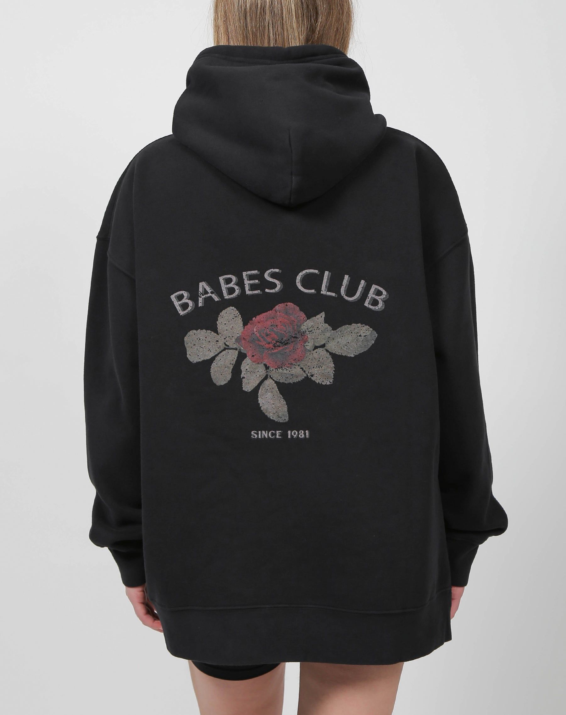 The "BABES CLUB" Big Sister Hoodie | Washed Black sold by Brunette The Label
