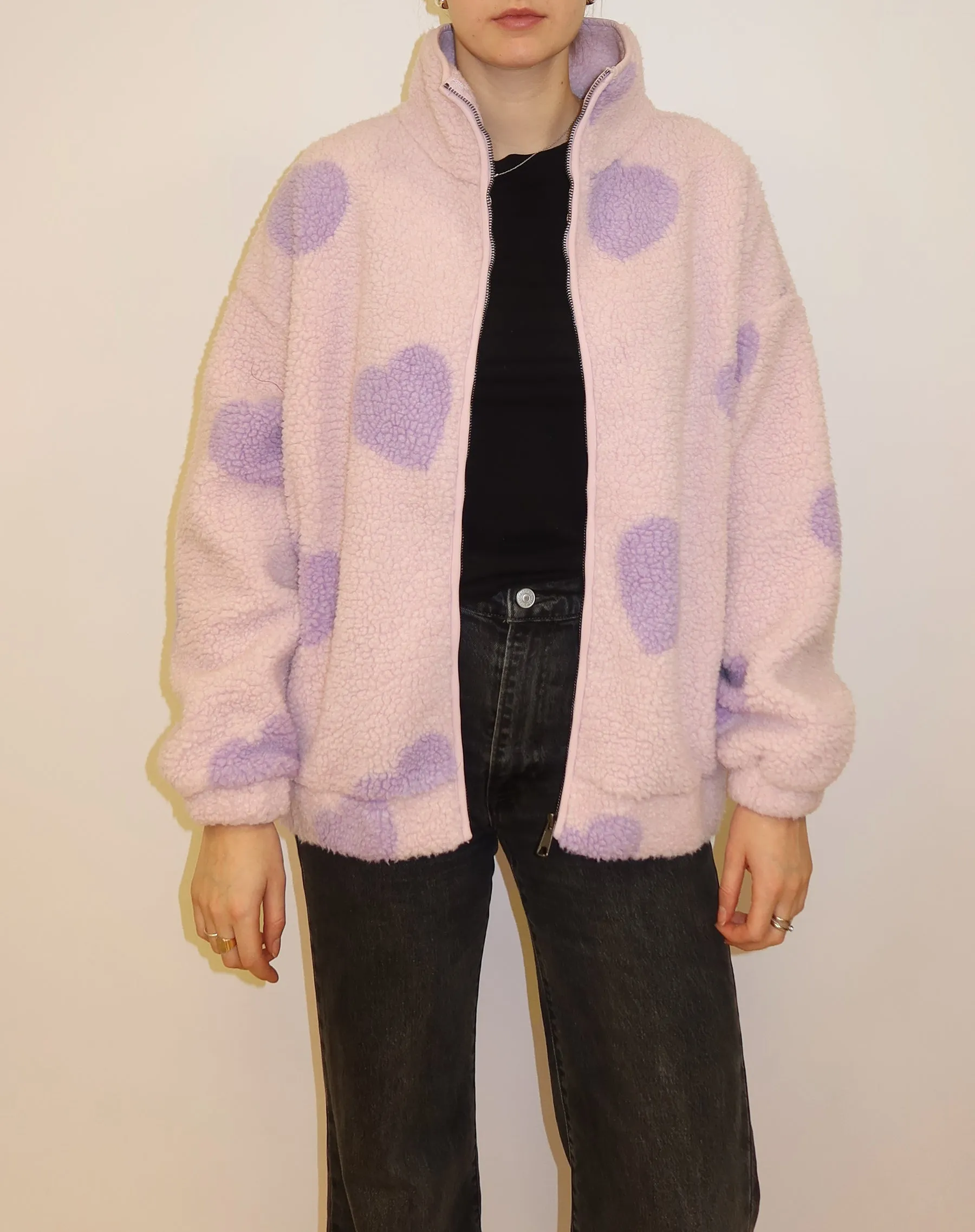 All Over Heart Sherpa Jacket sold by Brunette The Label product image thumbnail 3