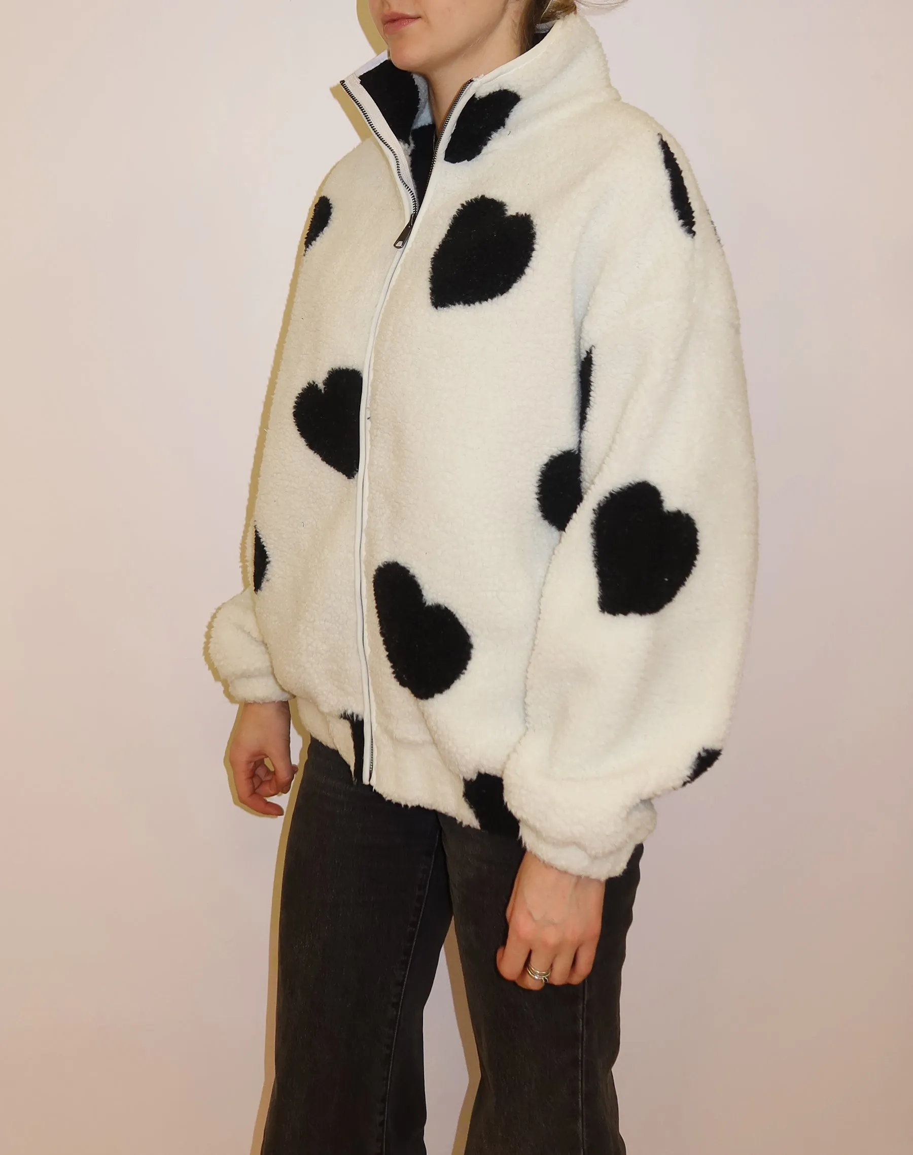 All Over Heart Sherpa Jacket sold by Brunette The Label product image thumbnail 2
