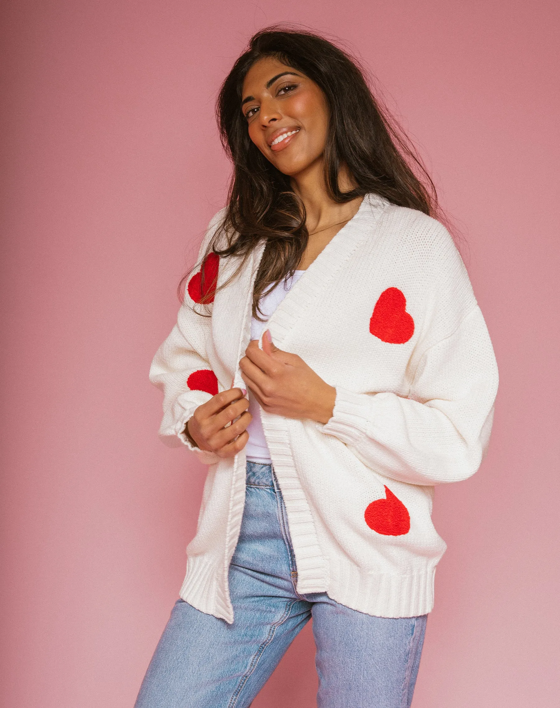 Heart Oversized Cardigan sold by Brunette The Label