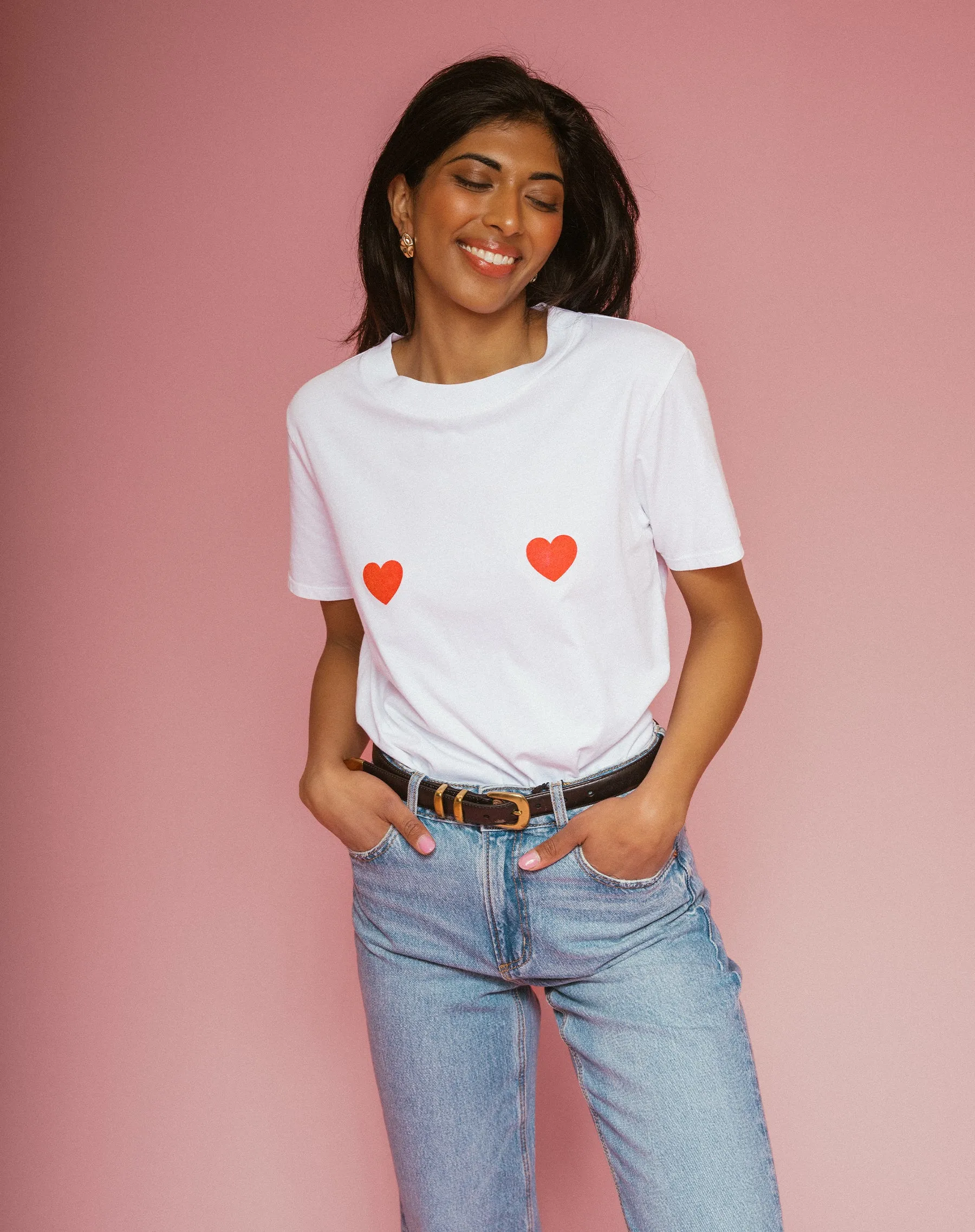 Double Hearts Classic Tee sold by Brunette The Label product image thumbnail 2