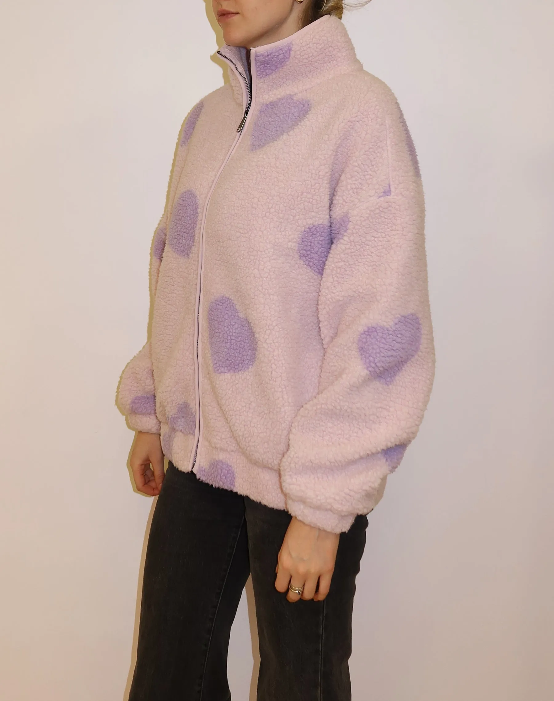 All Over Heart Sherpa Jacket sold by Brunette The Label product image thumbnail 2
