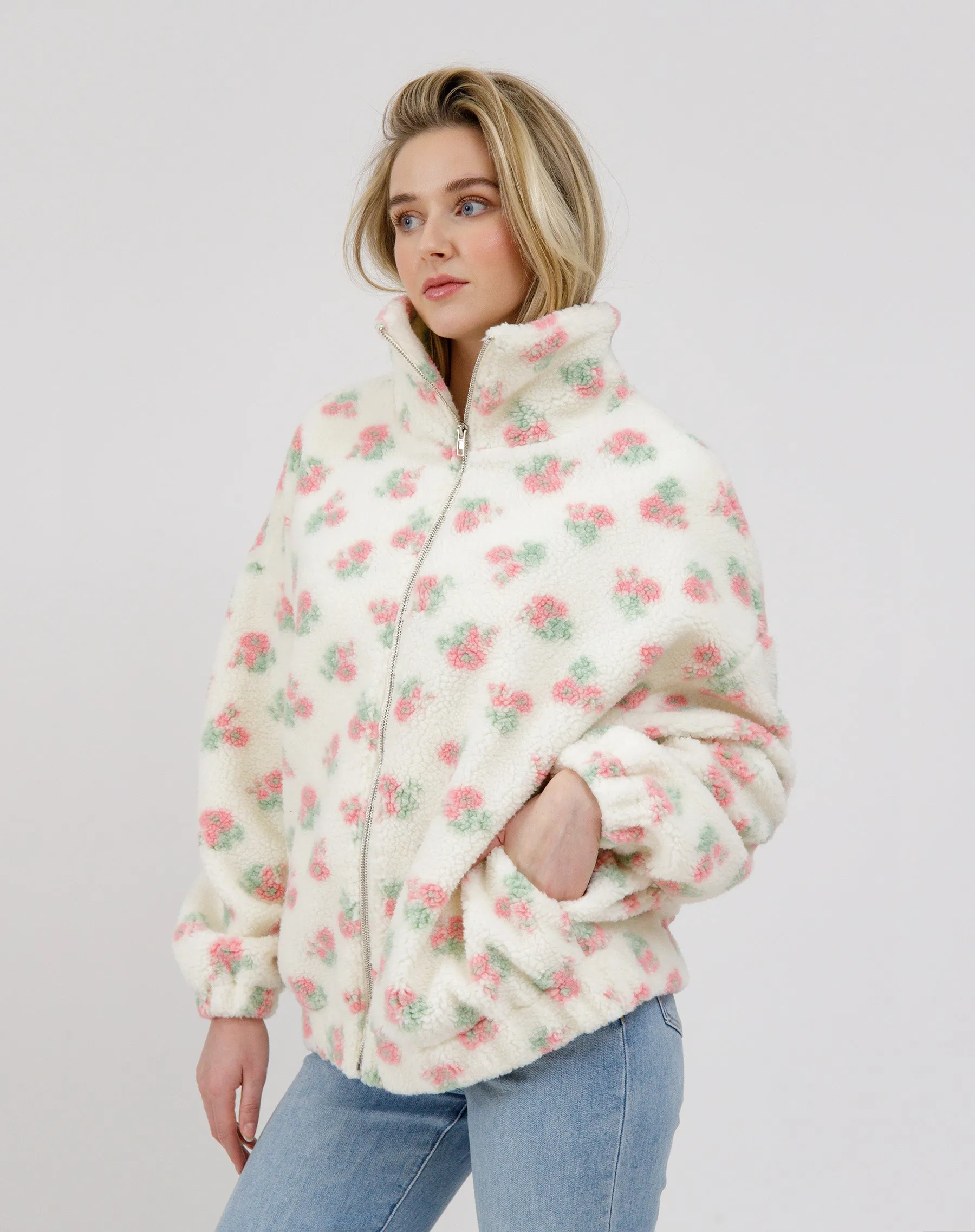 Floral Sherpa Jacket sold by Brunette The Label product image thumbnail 4