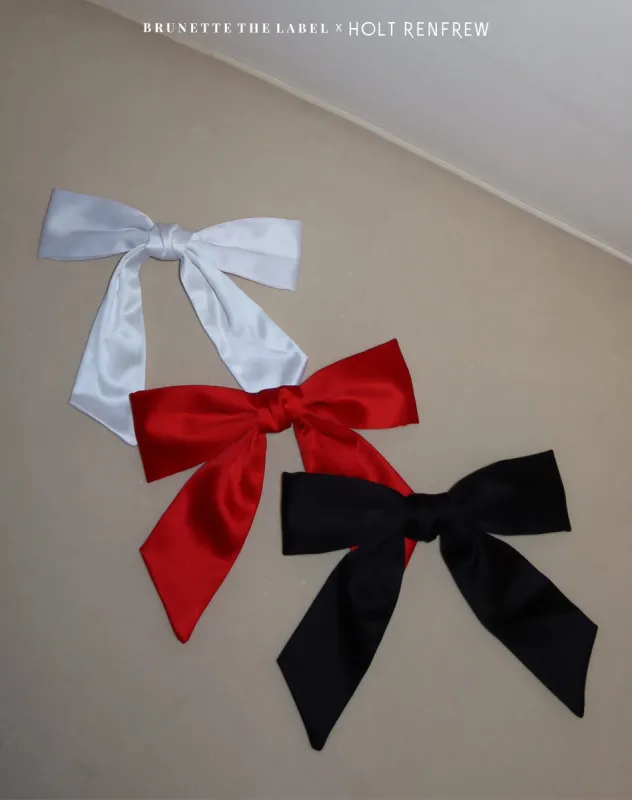 Black Satin Hair Bow | Holt Renfrew Pop Up sold by Brunette The Label