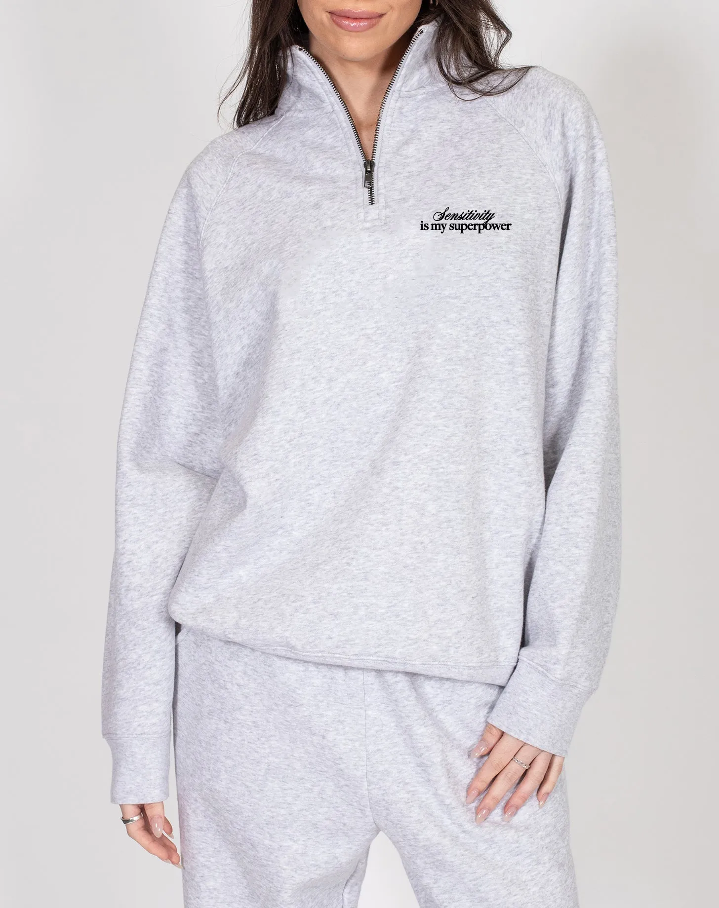 "Sensitivity is My Superpower" Not Your Boyfriend's Half-Zip Sweatshirt sold by Brunette The Label product image thumbnail 3