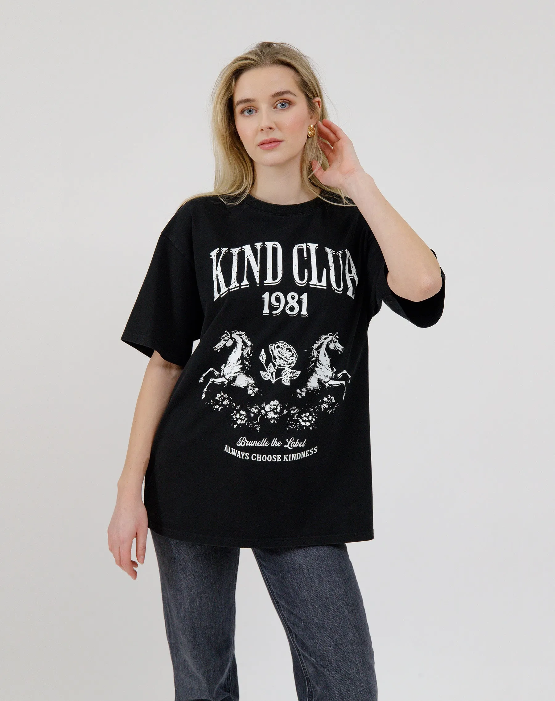 "Kind Club" Oversized Boxy Tee sold by Brunette The Label