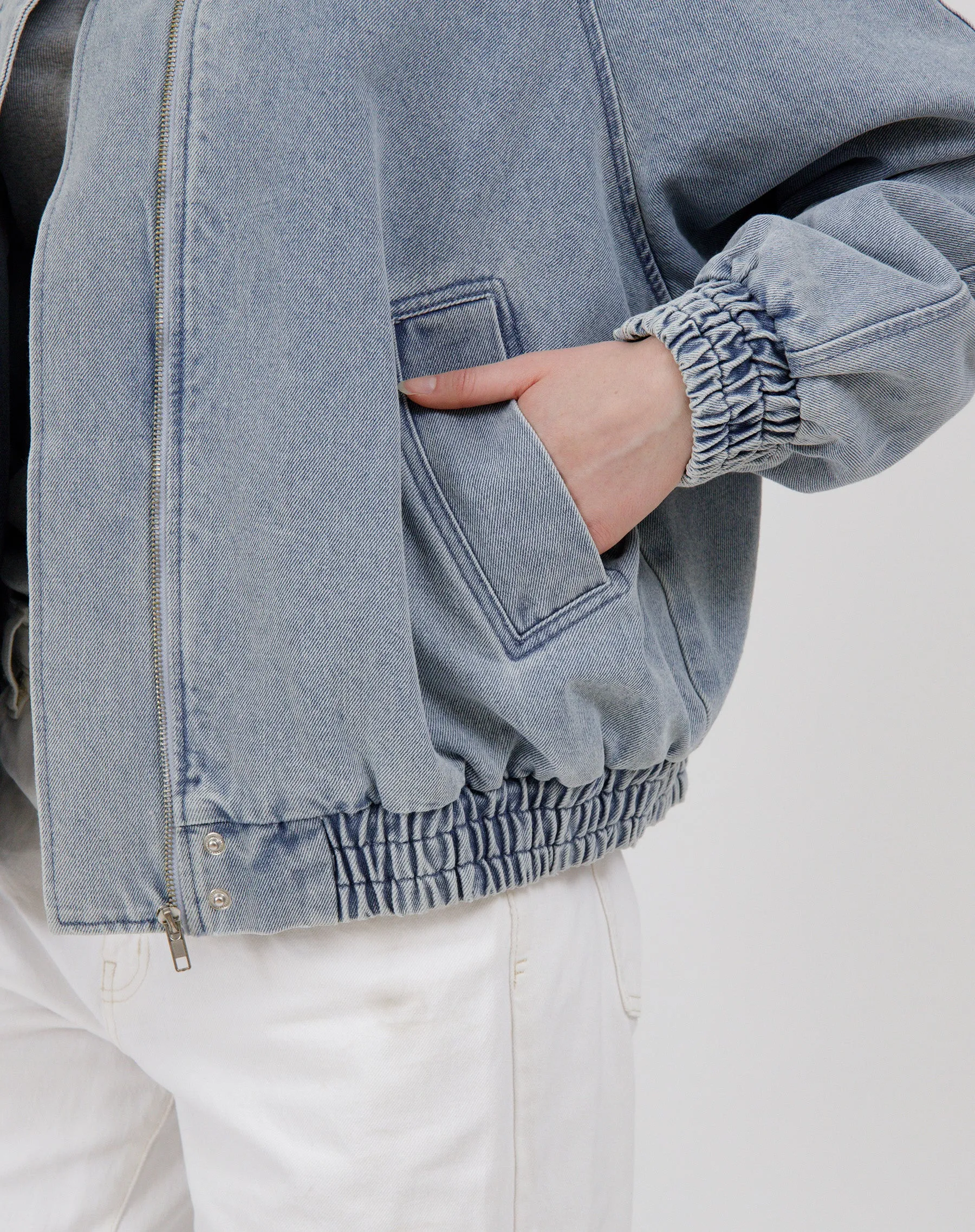 Denim Bomber Jacket sold by Brunette The Label product image thumbnail 4
