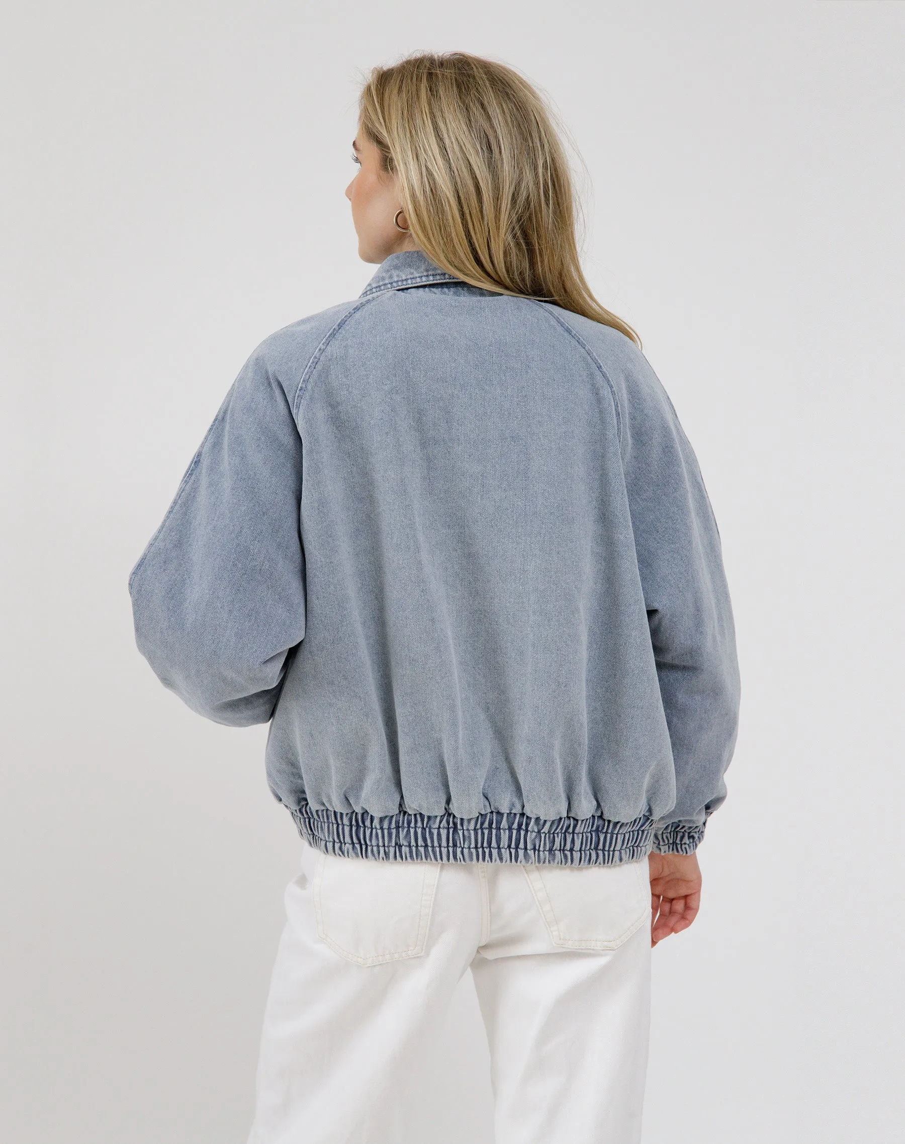 Denim Bomber Jacket sold by Brunette The Label product image thumbnail 3