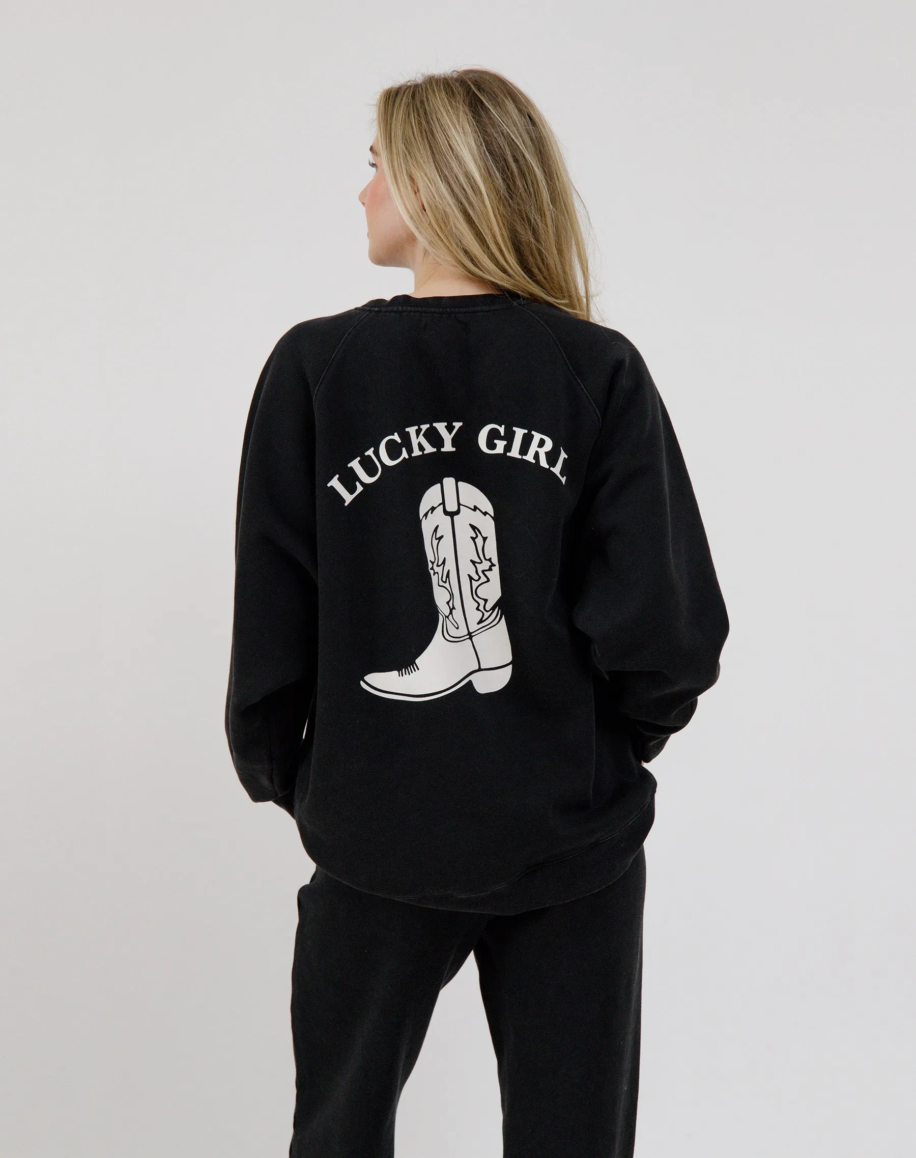 "Lucky Girl" Not Your Boyfriend's Crew sold by Brunette The Label product image thumbnail 2