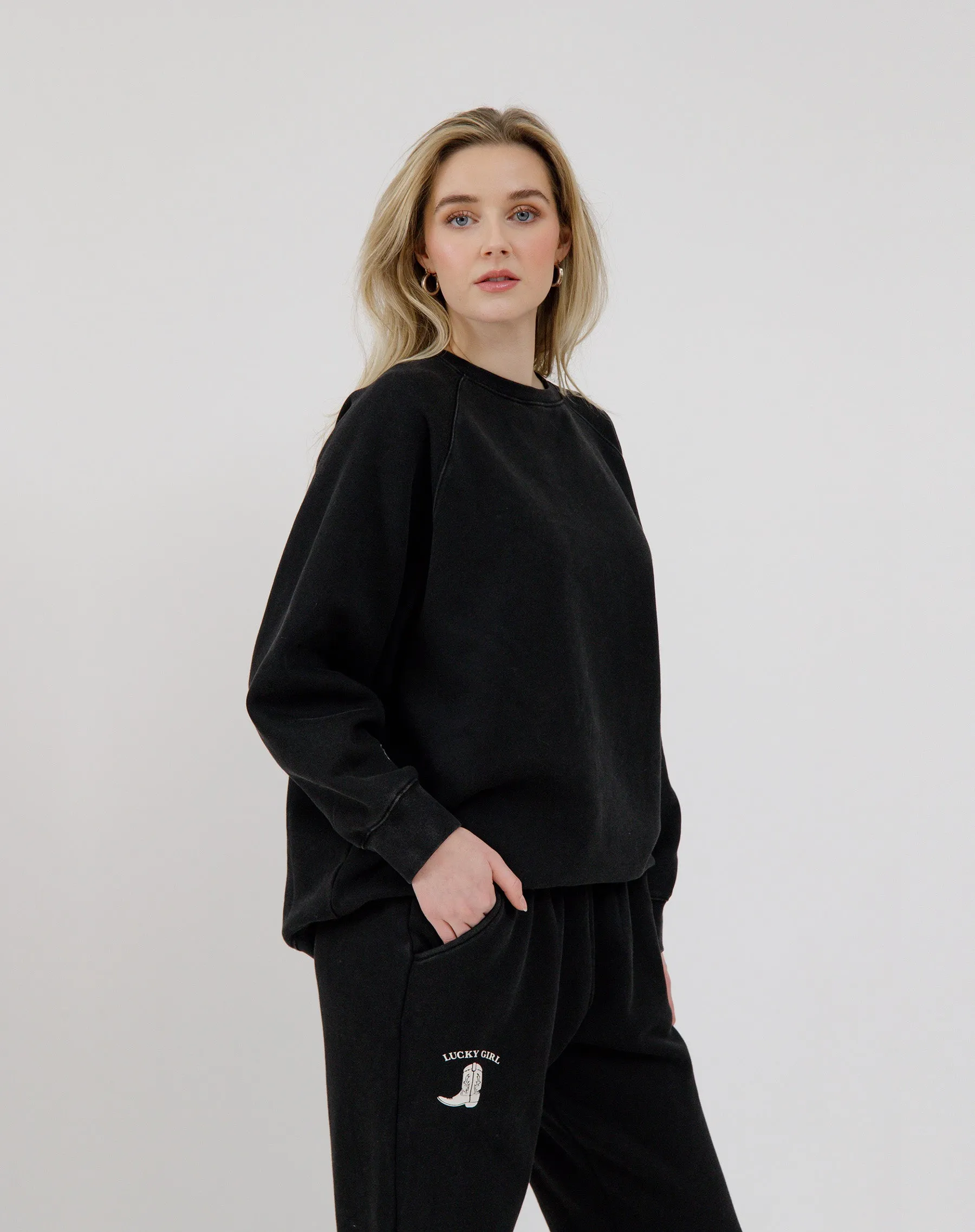 "Lucky Girl" Not Your Boyfriend's Crew sold by Brunette The Label product image thumbnail 4