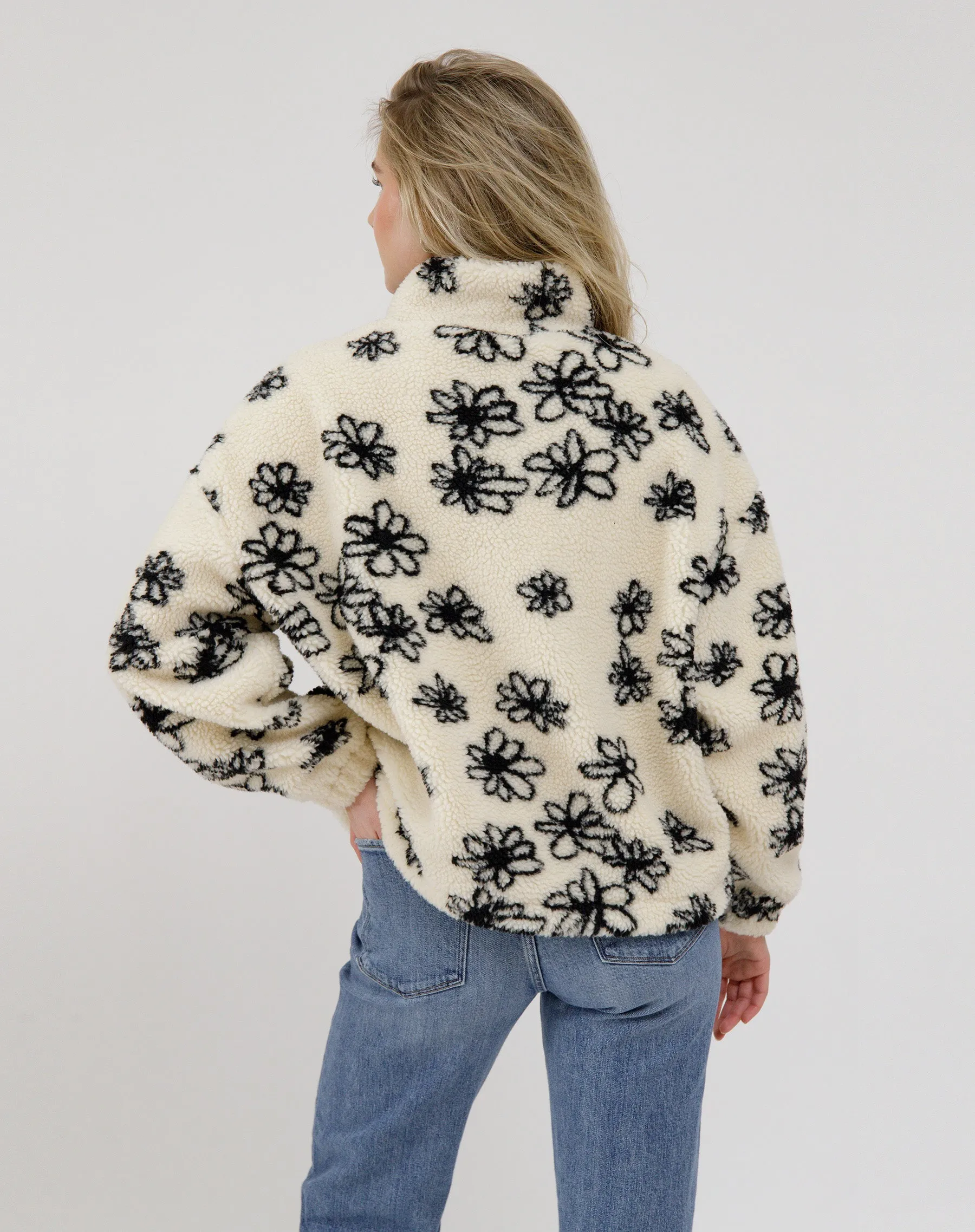 Floral Half Zip Sherpa sold by Brunette The Label product image thumbnail 4