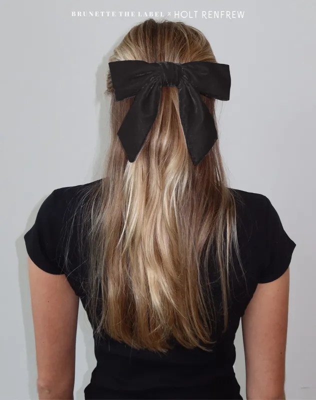Black Velvet Hair Bow | Holt Renfrew Pop Up sold by Brunette The Label