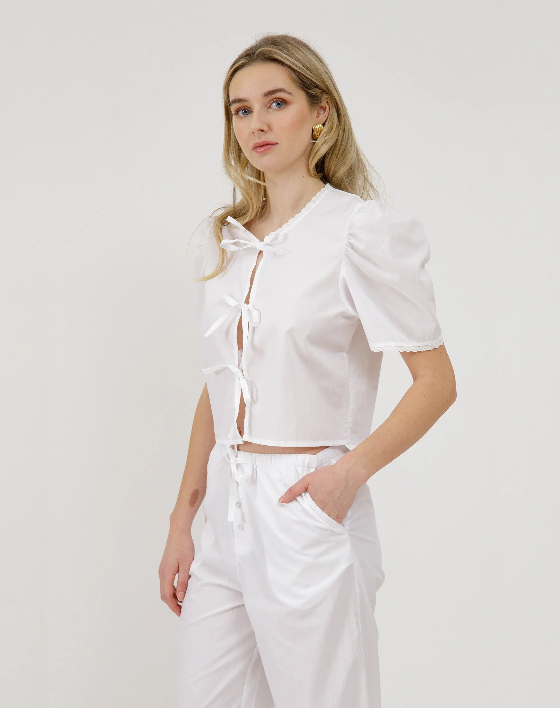 Poplin Tie Up Top sold by Brunette The Label product image thumbnail 2