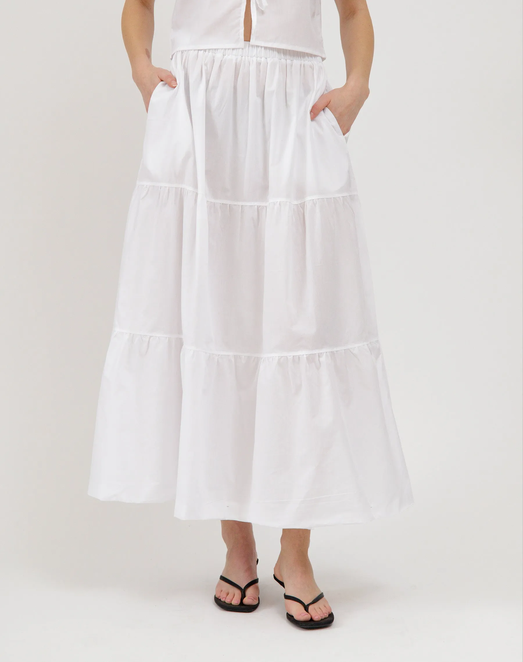 Poplin Tiered Skirt sold by Brunette The Label product image thumbnail 2