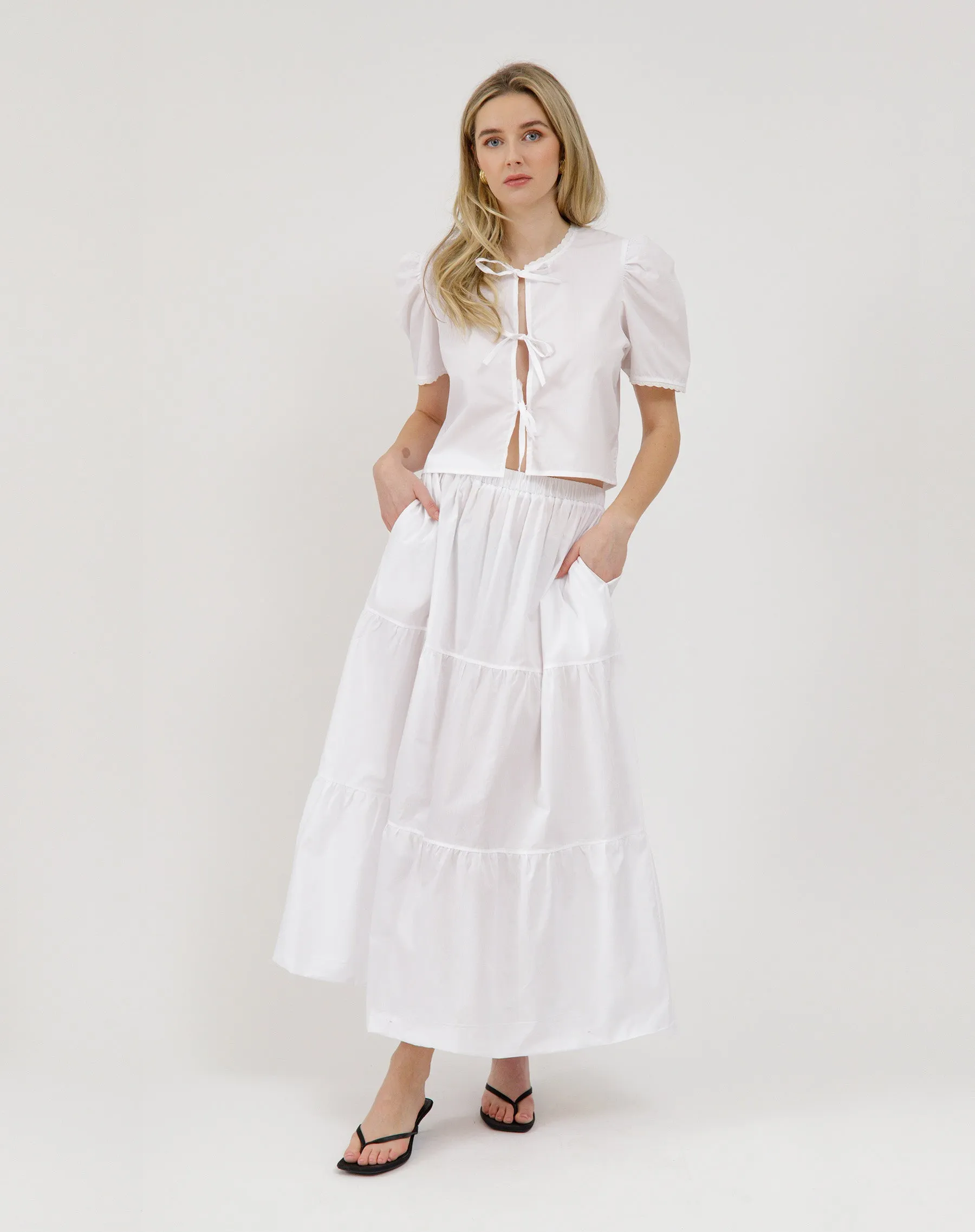 Poplin Tiered Skirt sold by Brunette The Label