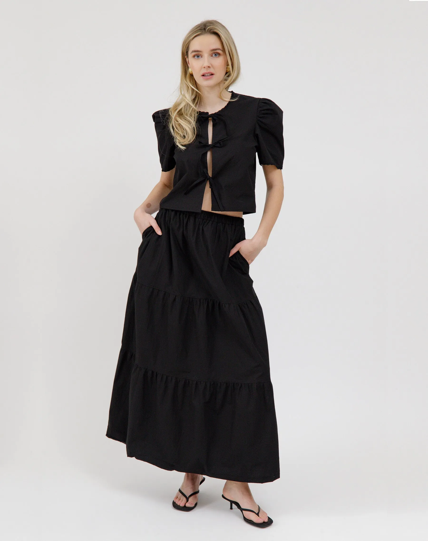 Poplin Tiered Skirt sold by Brunette The Label
