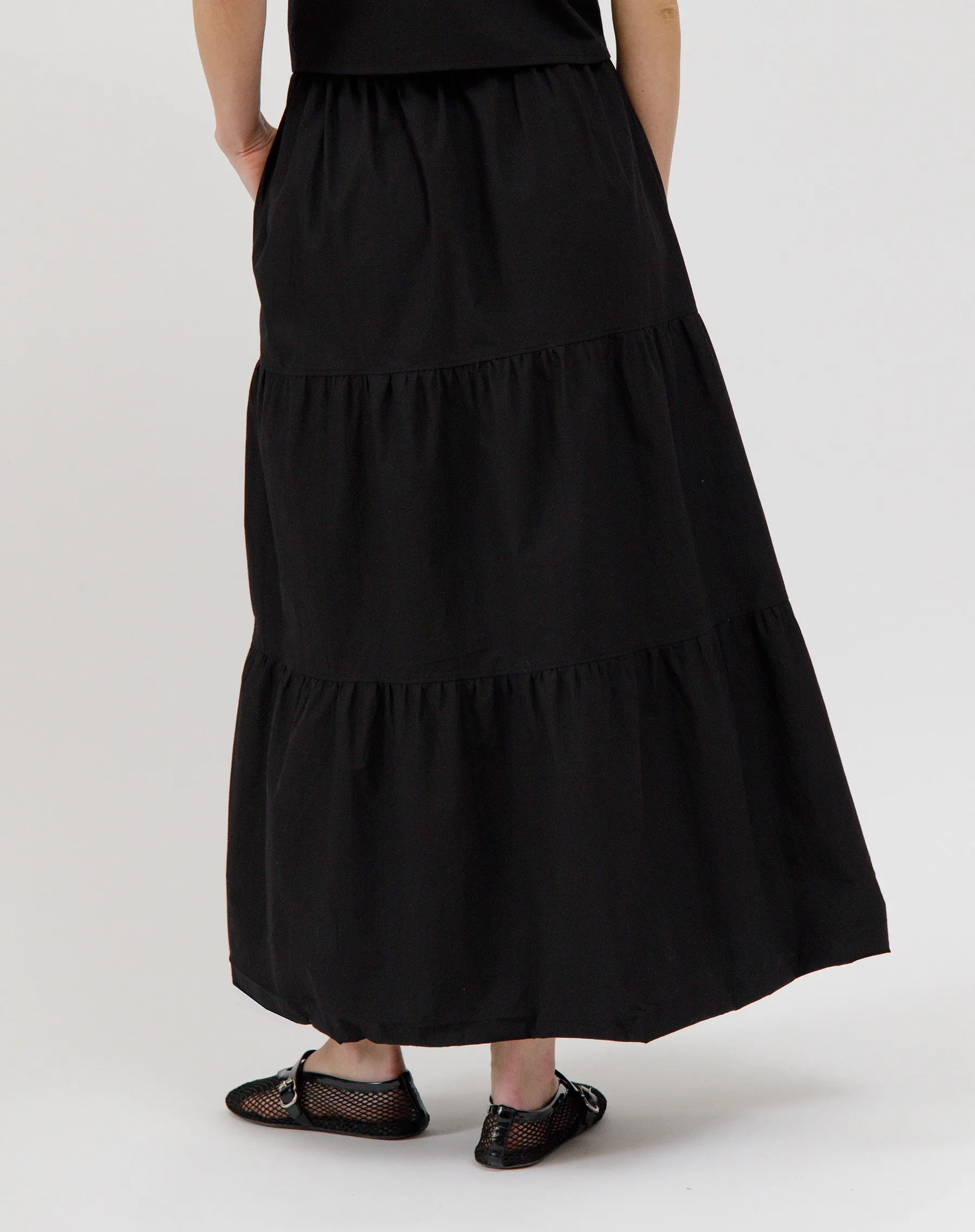 Poplin Tiered Skirt sold by Brunette The Label product image thumbnail 4