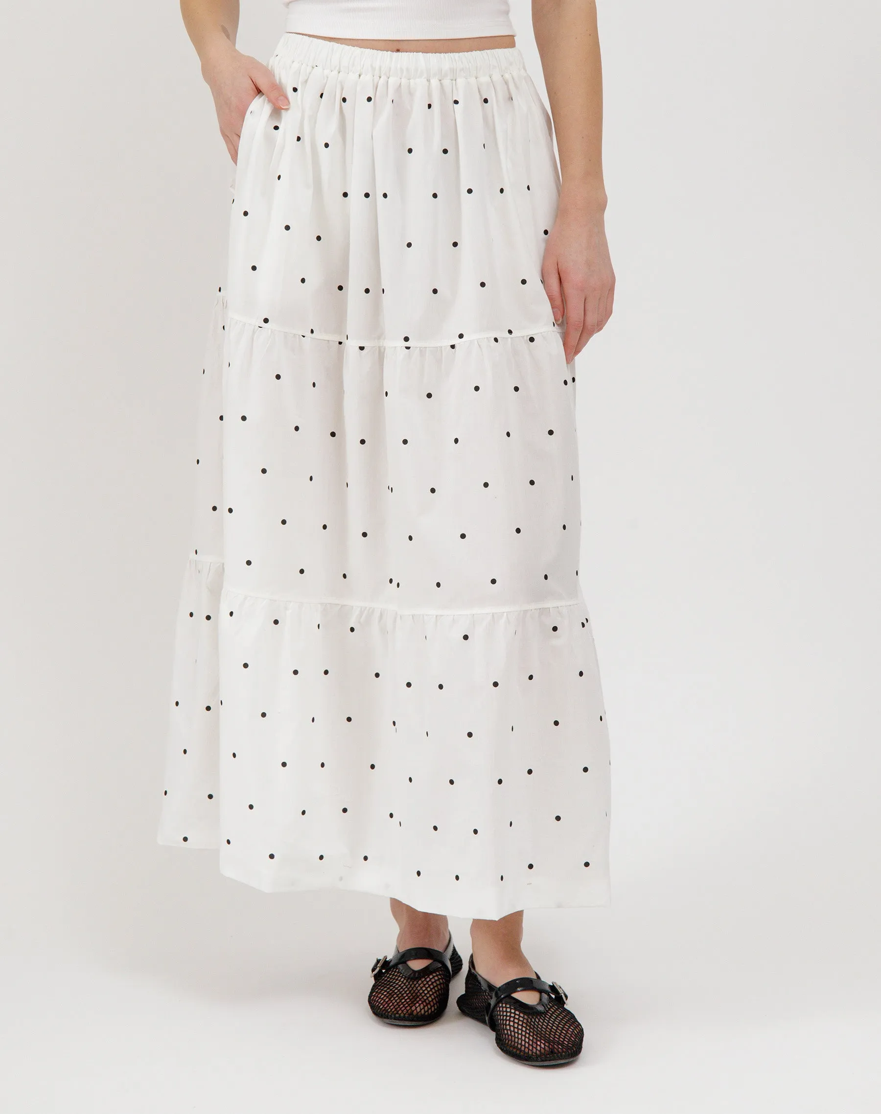 Poplin Tiered Skirt sold by Brunette The Label product image thumbnail 5