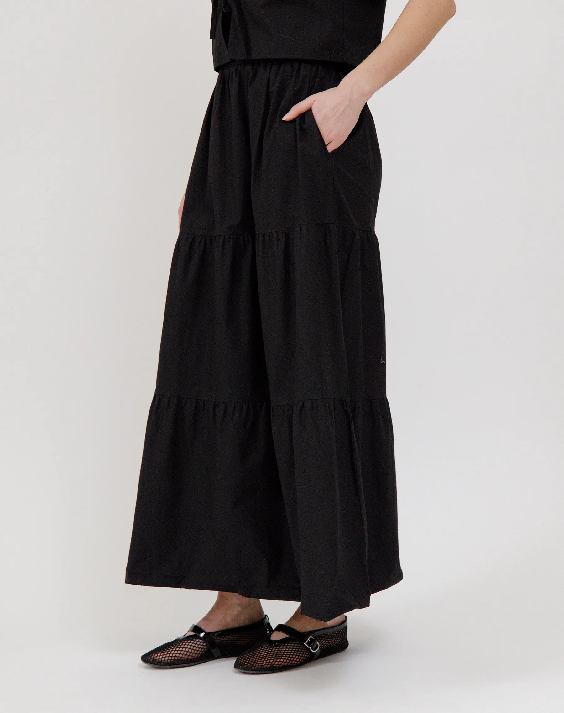 Poplin Tiered Skirt sold by Brunette The Label product image thumbnail 3
