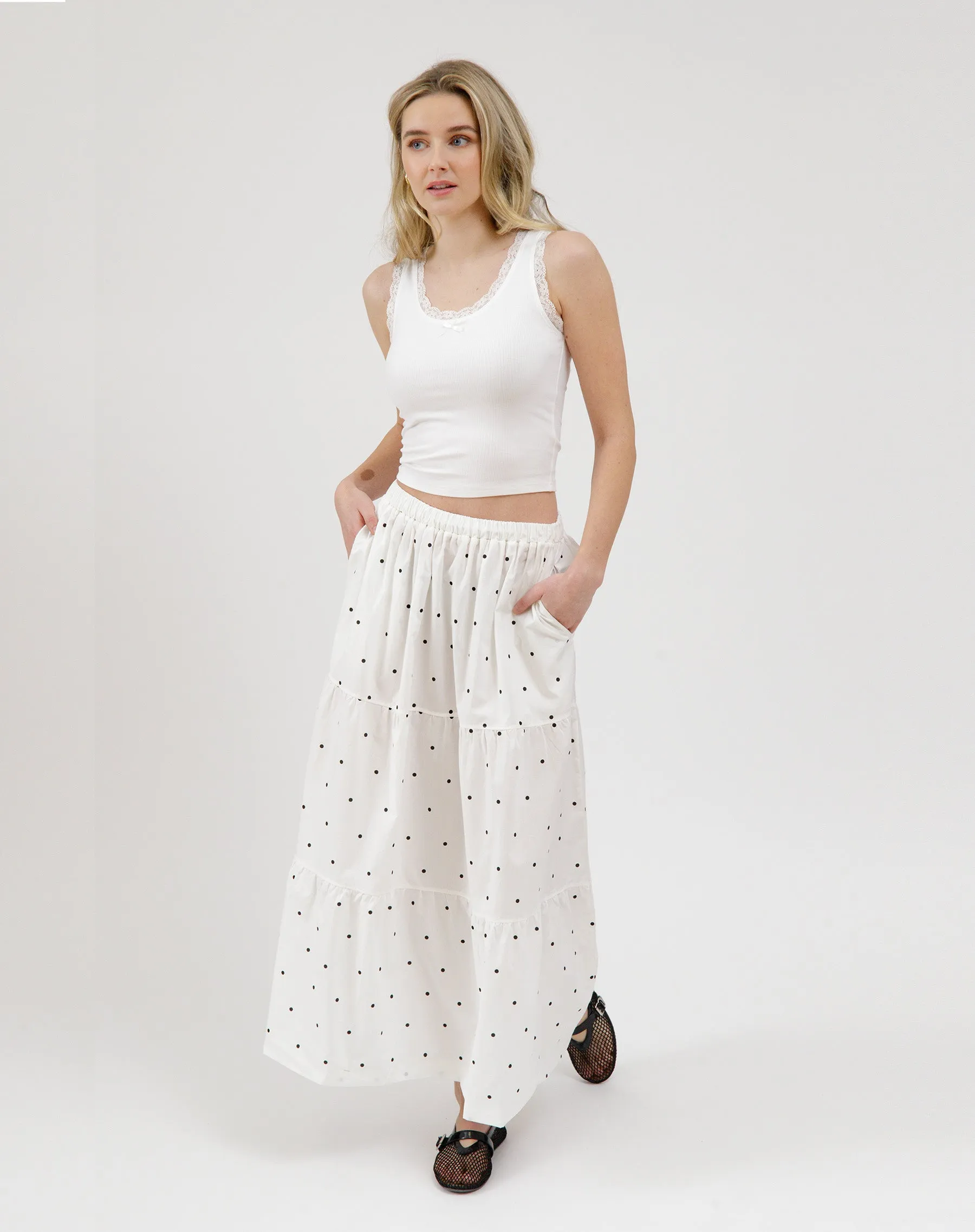 Poplin Tiered Skirt sold by Brunette The Label