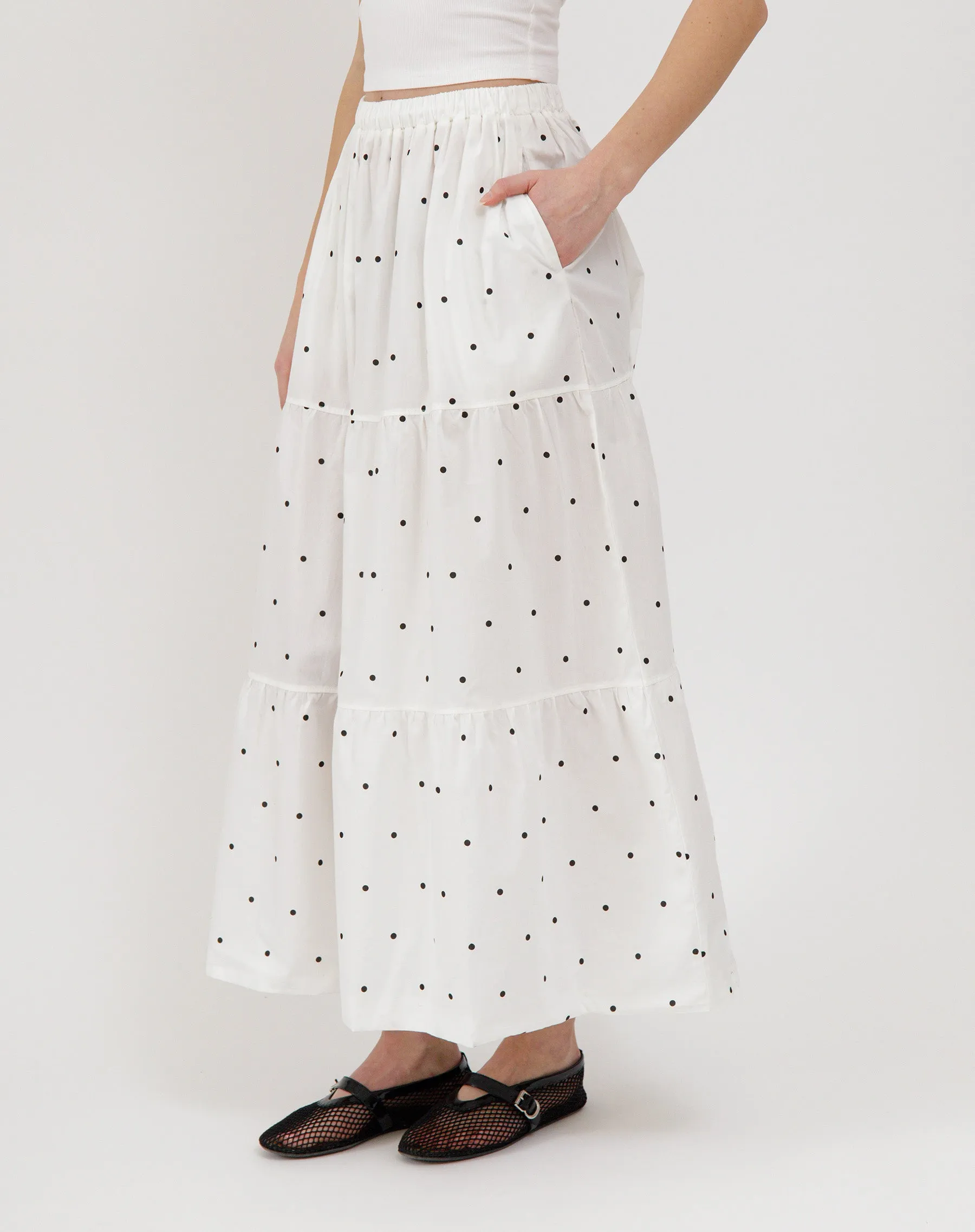 Poplin Tiered Skirt sold by Brunette The Label product image thumbnail 2