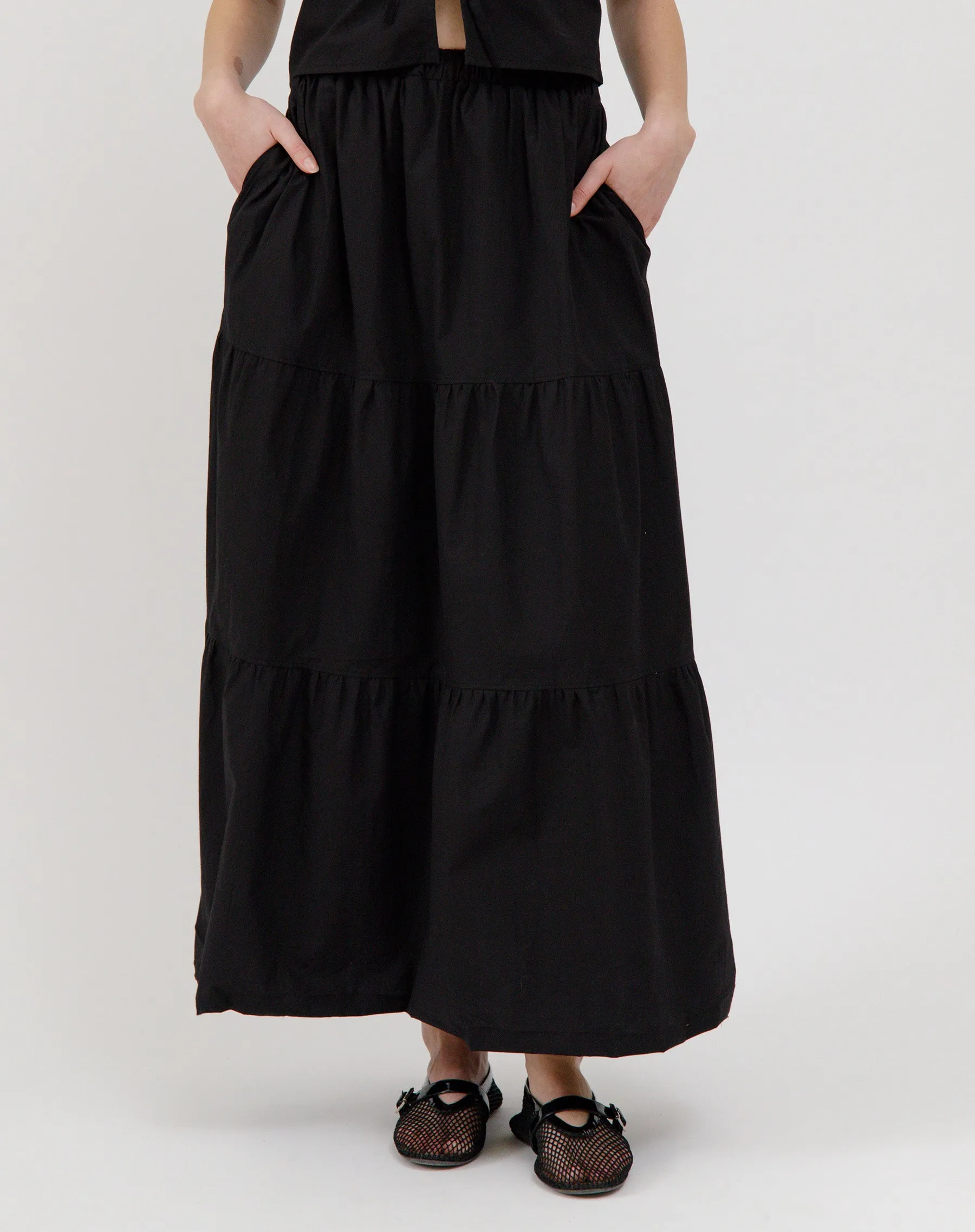 Poplin Tiered Skirt sold by Brunette The Label product image thumbnail 5