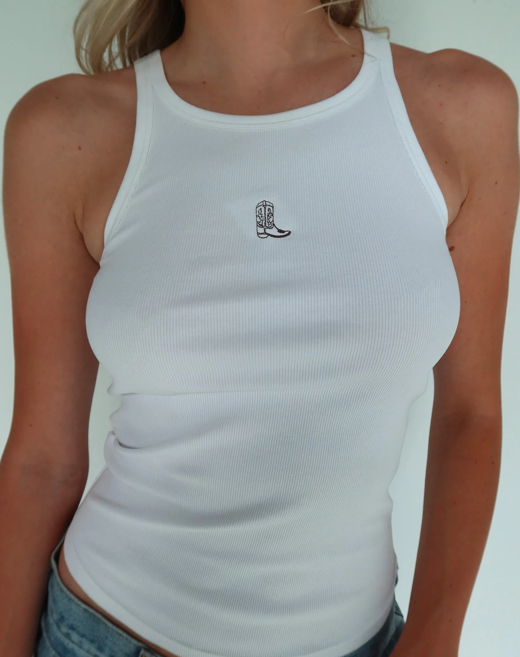 Cowgirl Boot Ribbed Tank Top sold by Brunette The Label product image thumbnail 4