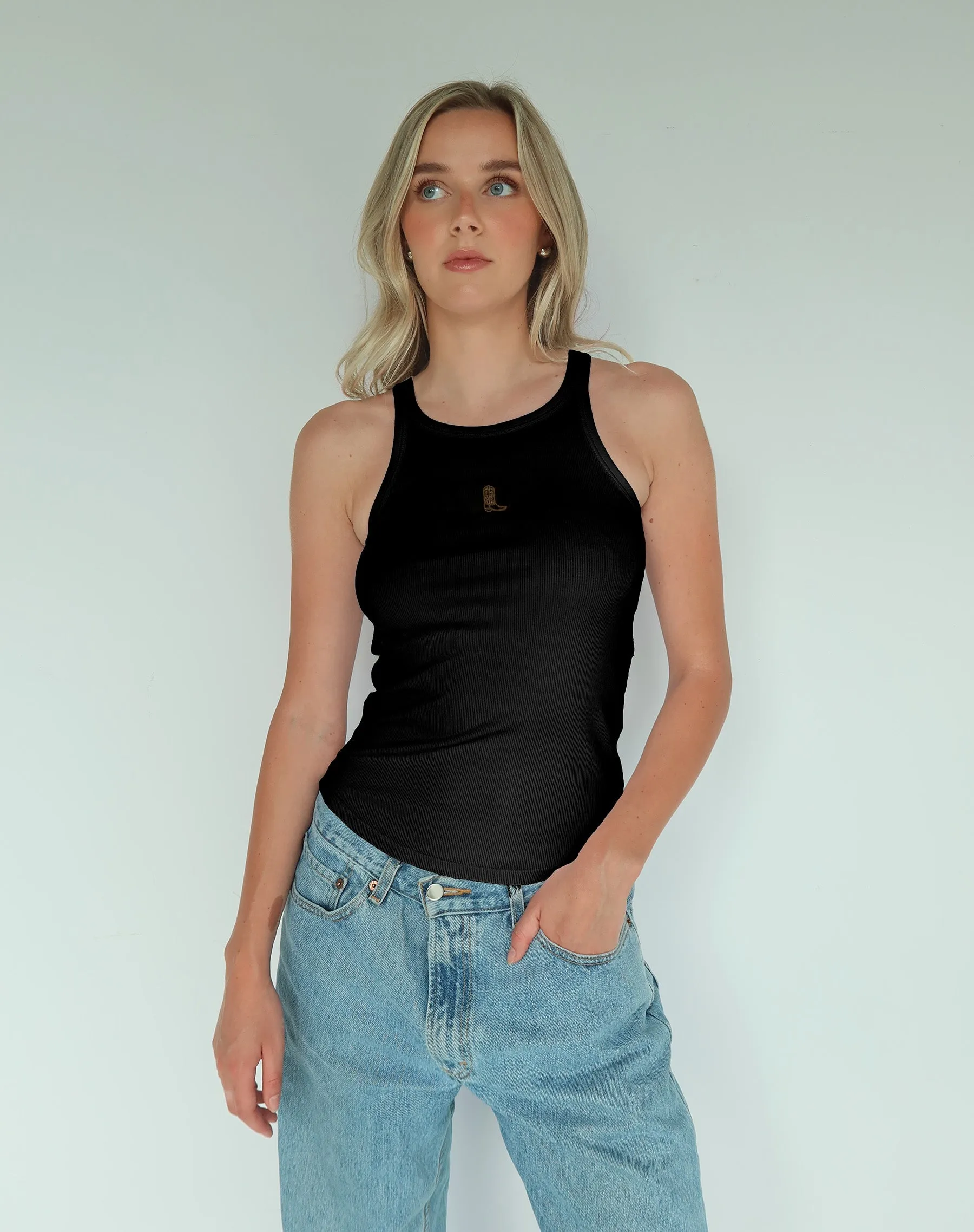 Cowgirl Boot Ribbed Tank Top sold by Brunette The Label