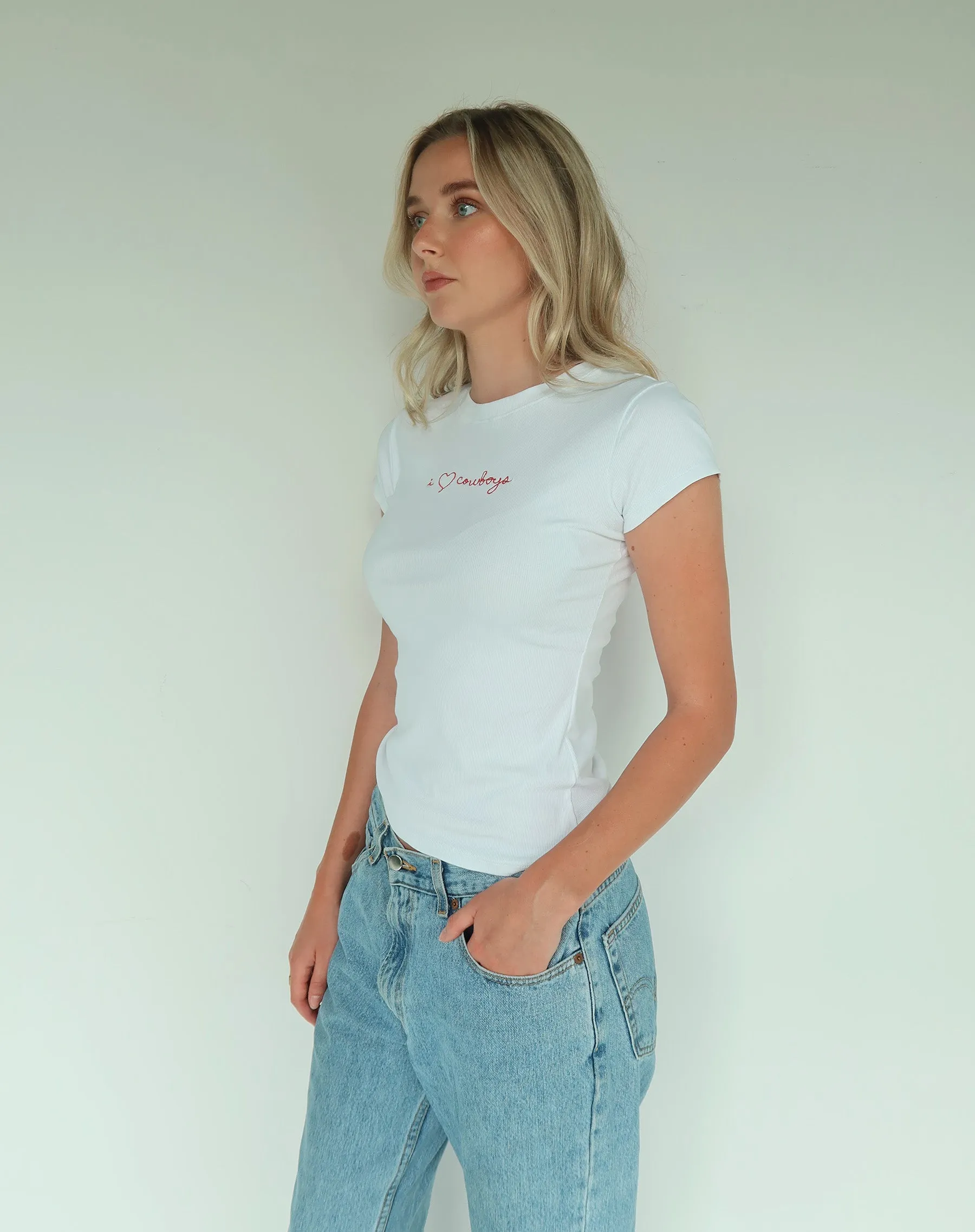 "I Love Cowboys" Ribbed Tee sold by Brunette The Label product image thumbnail 2