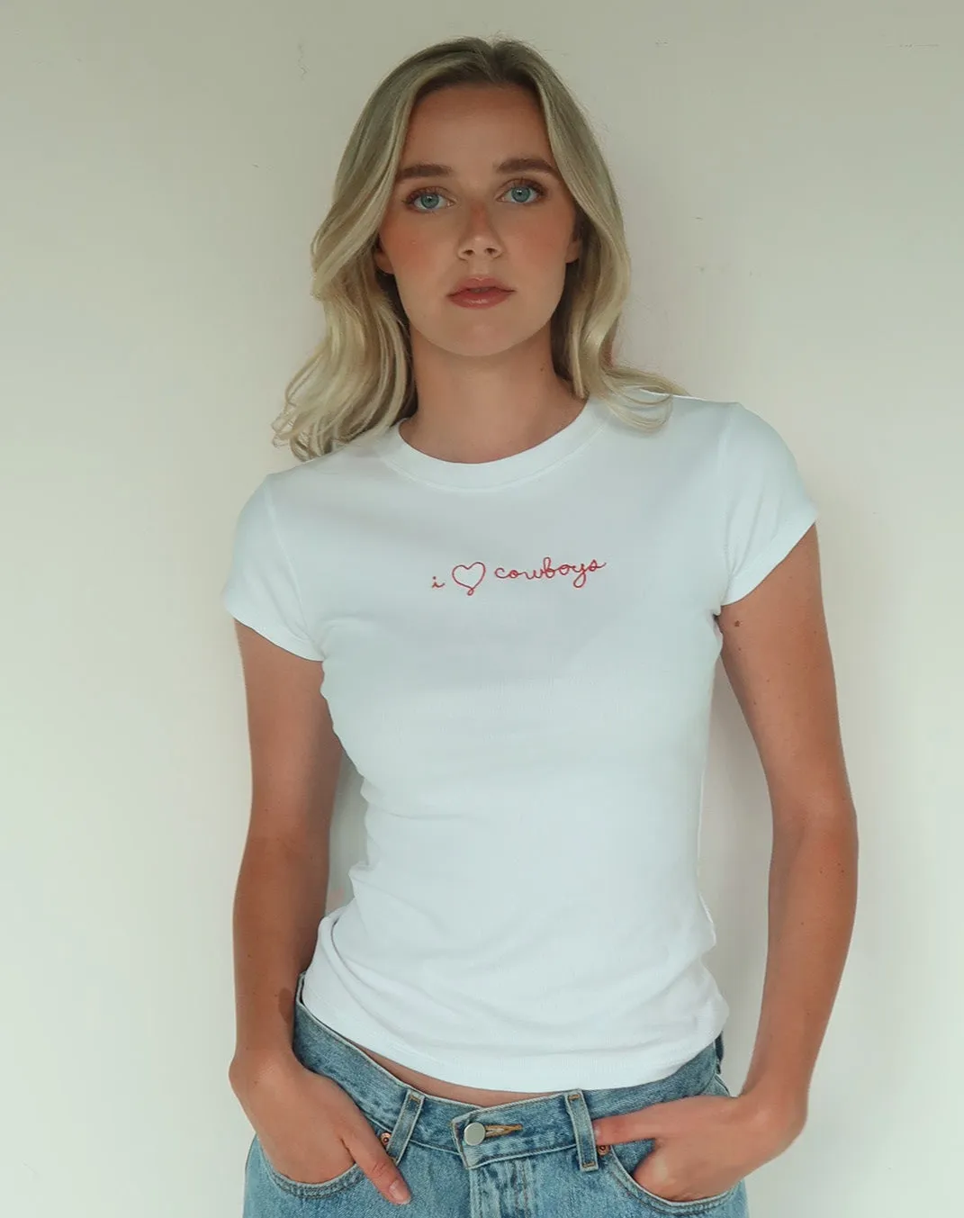 "I Love Cowboys" Ribbed Tee sold by Brunette The Label