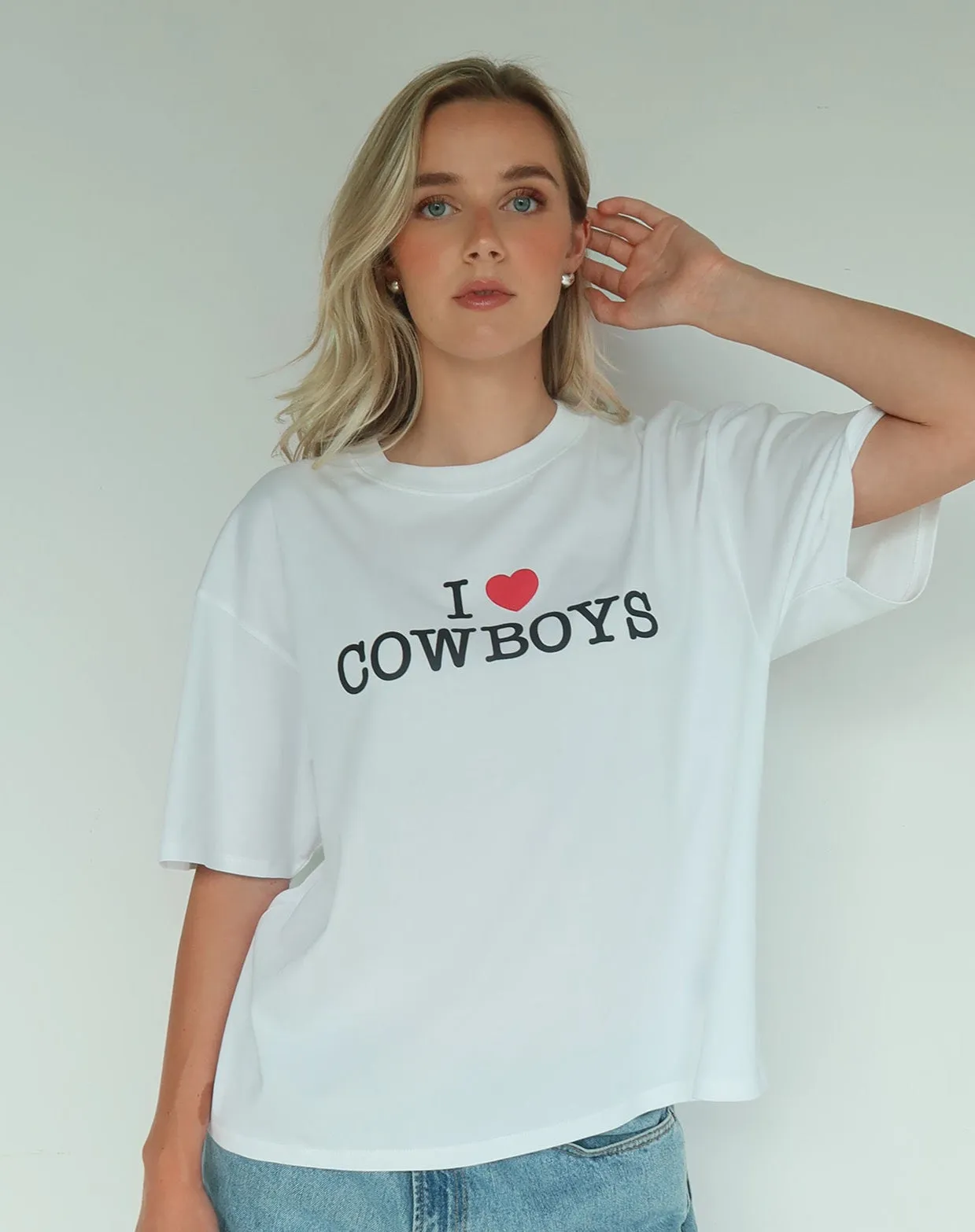 "I Love Cowboys" Boxy Tee sold by Brunette The Label