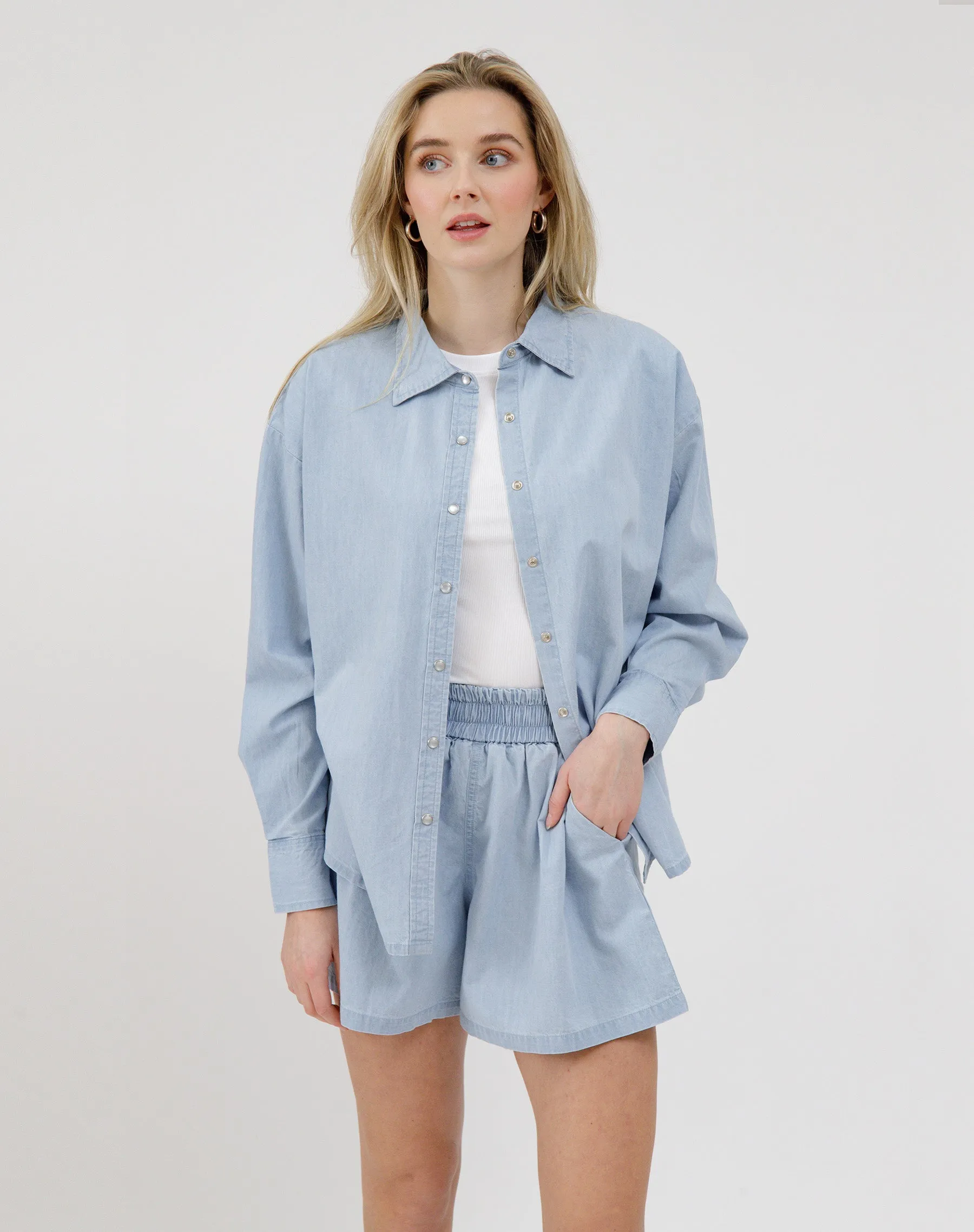 Chambray Button Up Shirt sold by Brunette The Label
