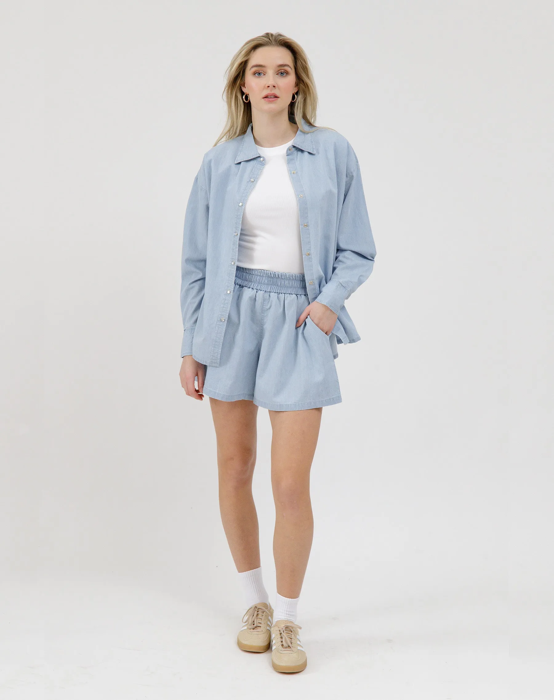 Chambray Button Up Shirt sold by Brunette The Label product image thumbnail 2
