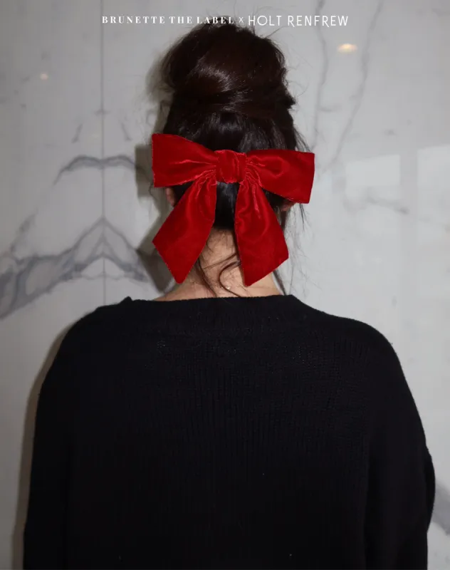 Crimson Velvet Hair Bow | Holt Renfrew Pop Up sold by Brunette The Label
