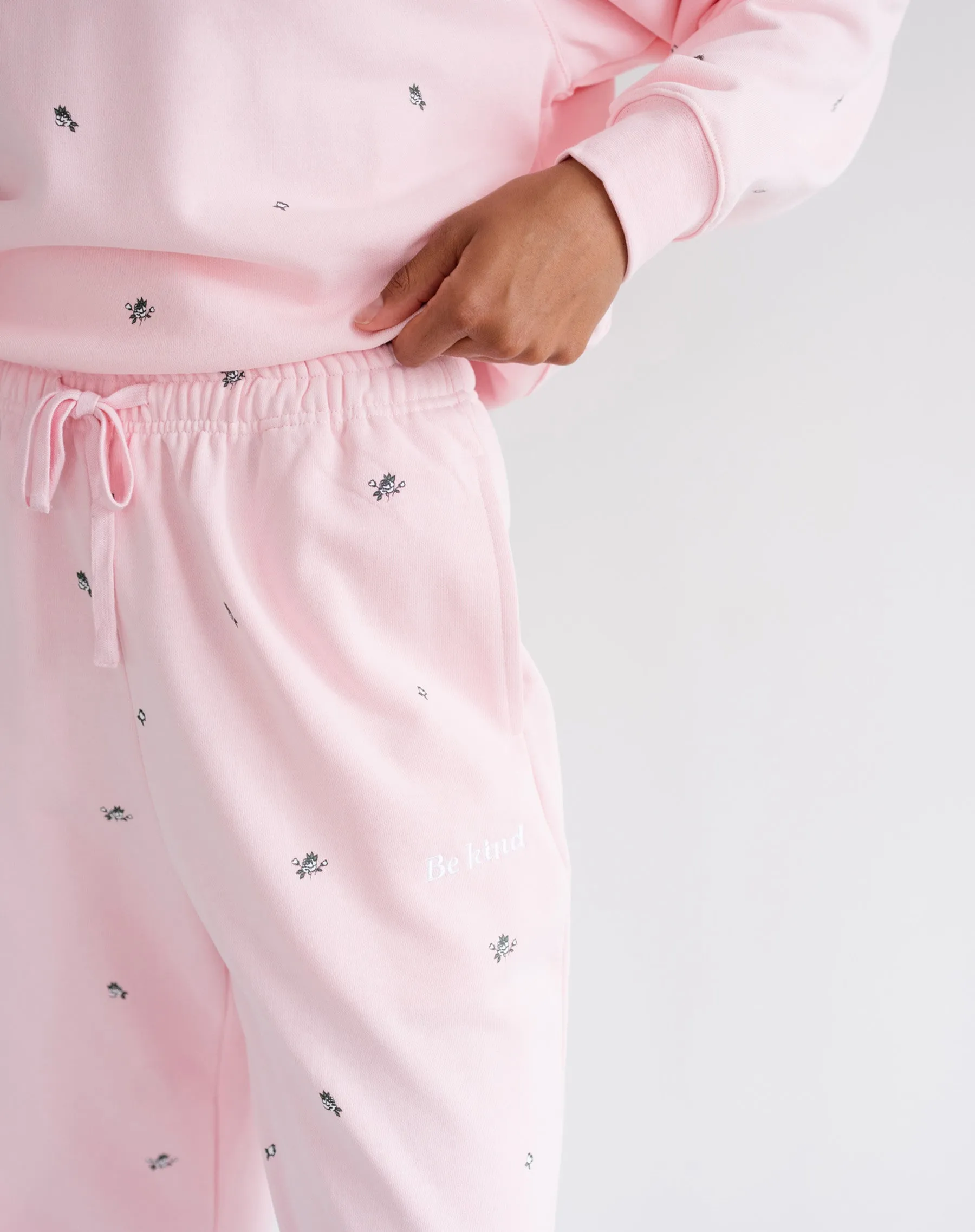 "Be Kind" All Over Floral Oversized Joggers sold by Brunette The Label product image thumbnail 2