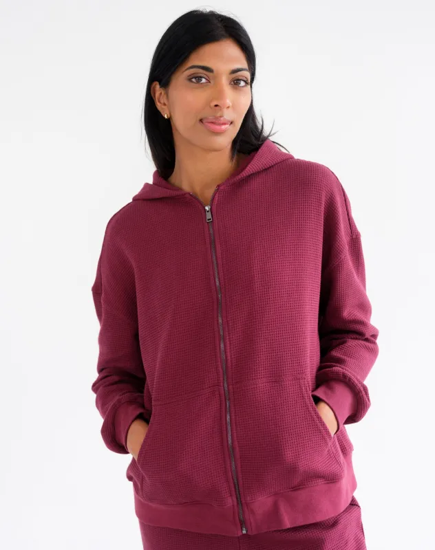 Waffle Full Zip Hoodie sold by Brunette The Label
