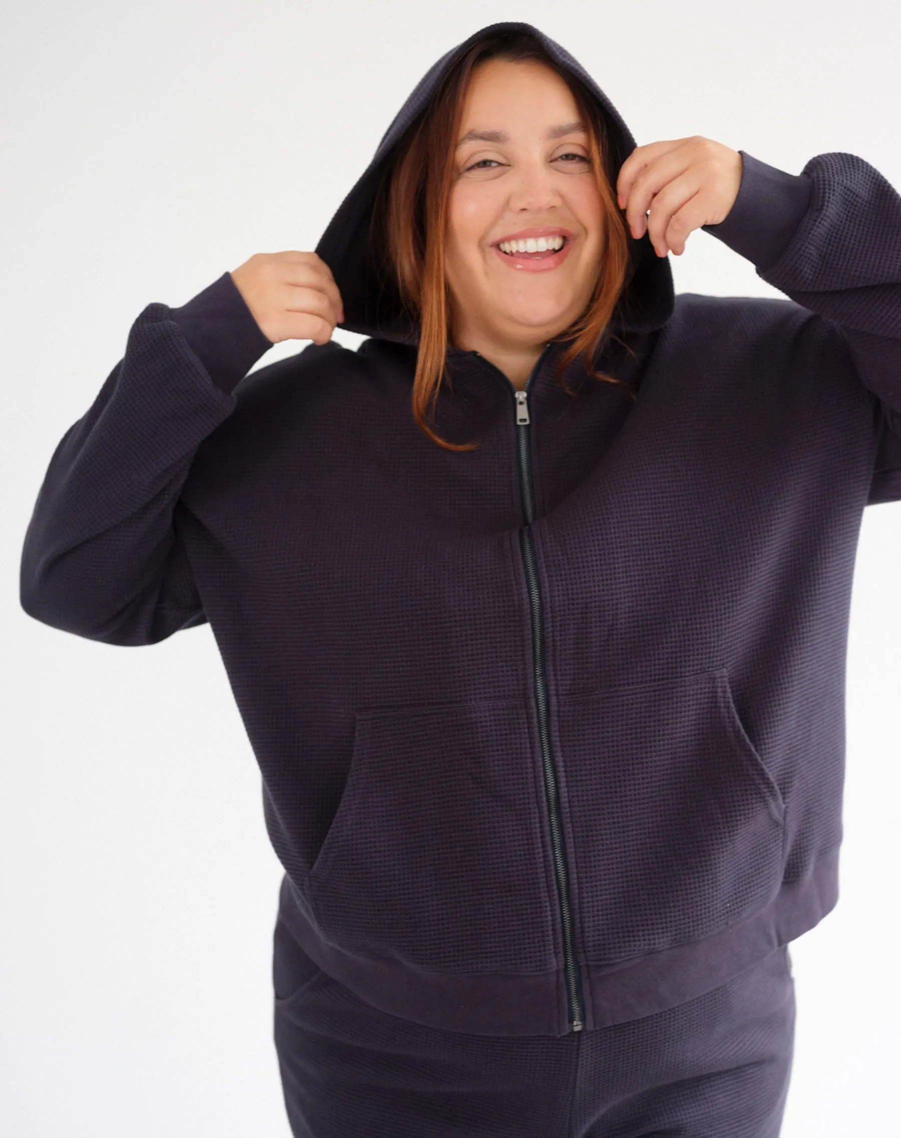 Waffle Full Zip Hoodie sold by Brunette The Label
