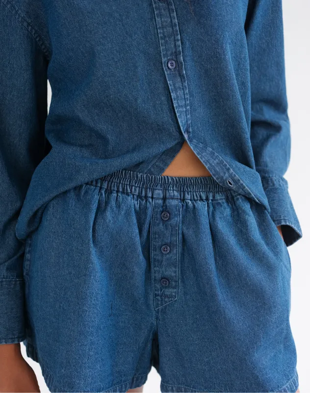 Denim Boxer Shorts made by Brunette The Label