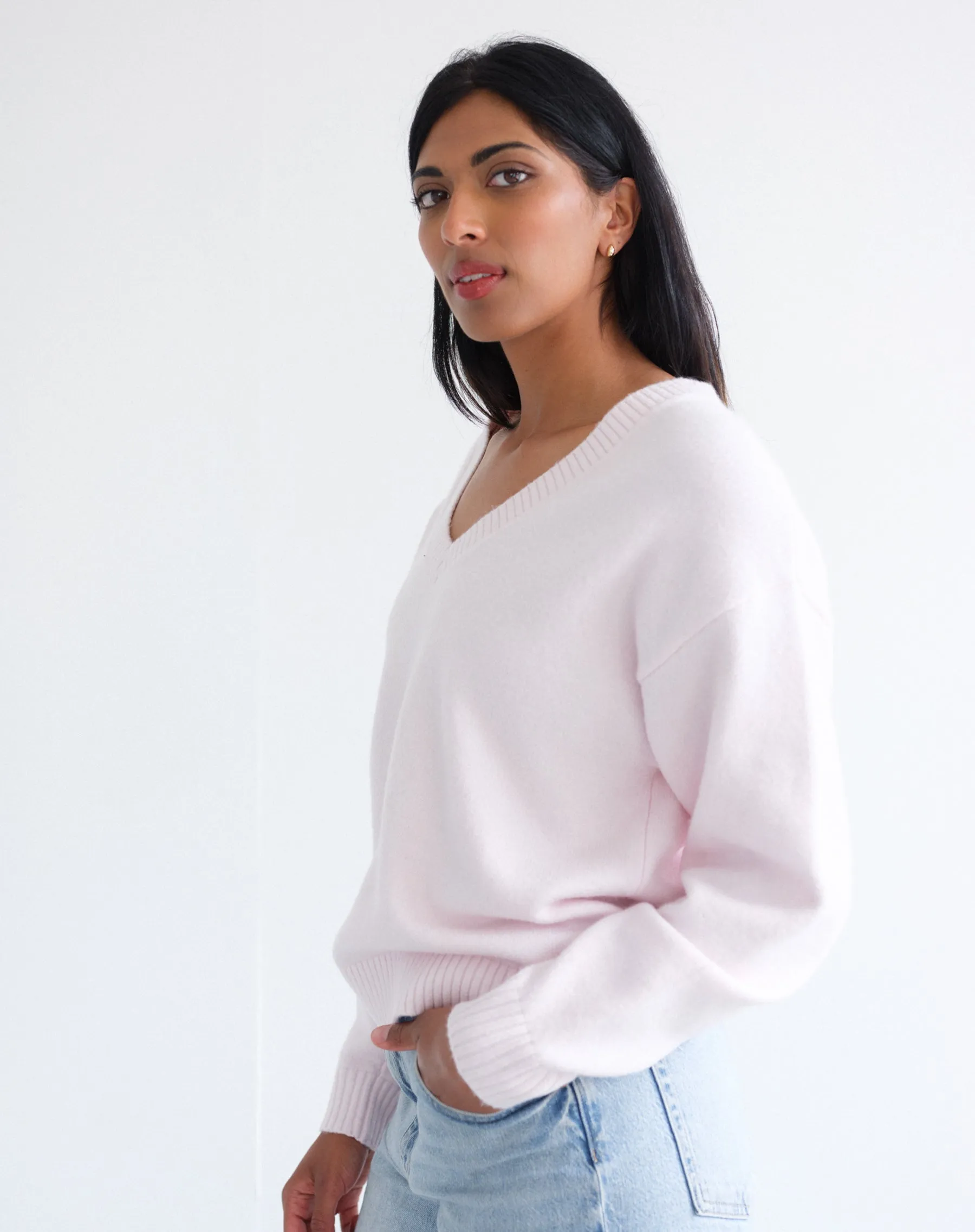 V-Neck Boxy Sweater sold by Brunette The Label product image thumbnail 3