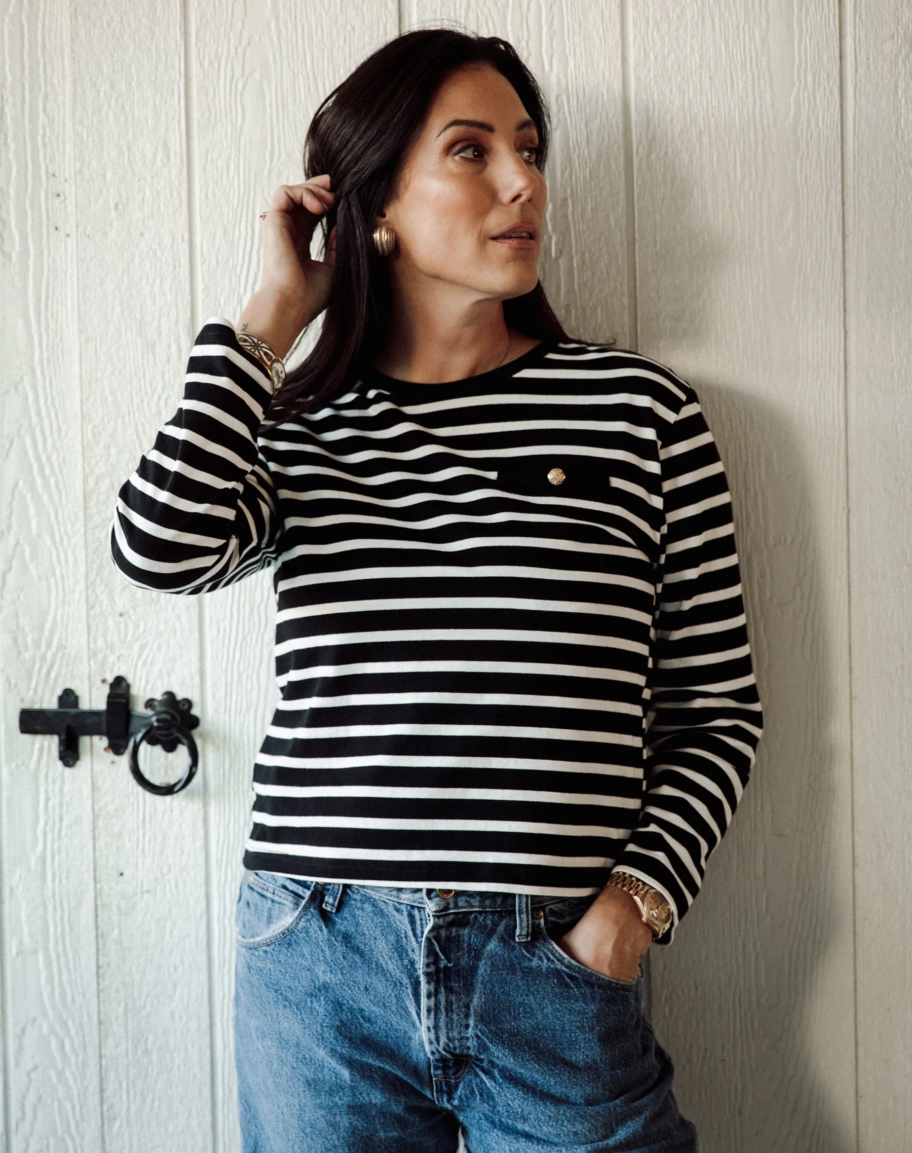 Striped Long Sleeve Regular Tee sold by Brunette The Label product image thumbnail 2