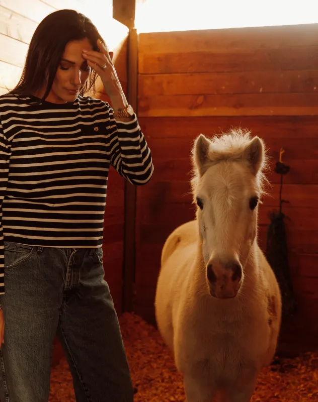 Striped Long Sleeve Regular Tee sold by Brunette The Label