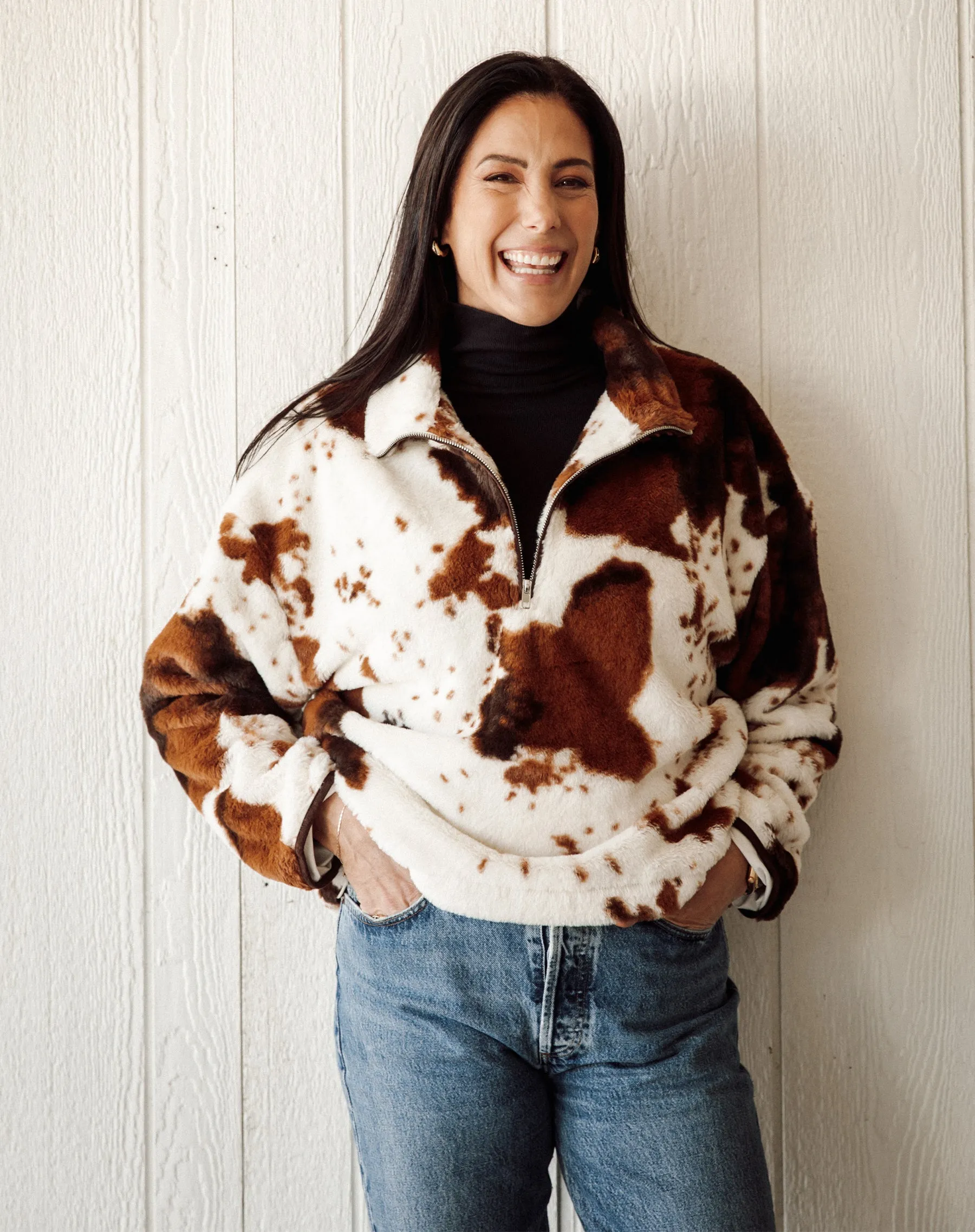 Cow Print Half Zip sold by Brunette The Label product image thumbnail 2